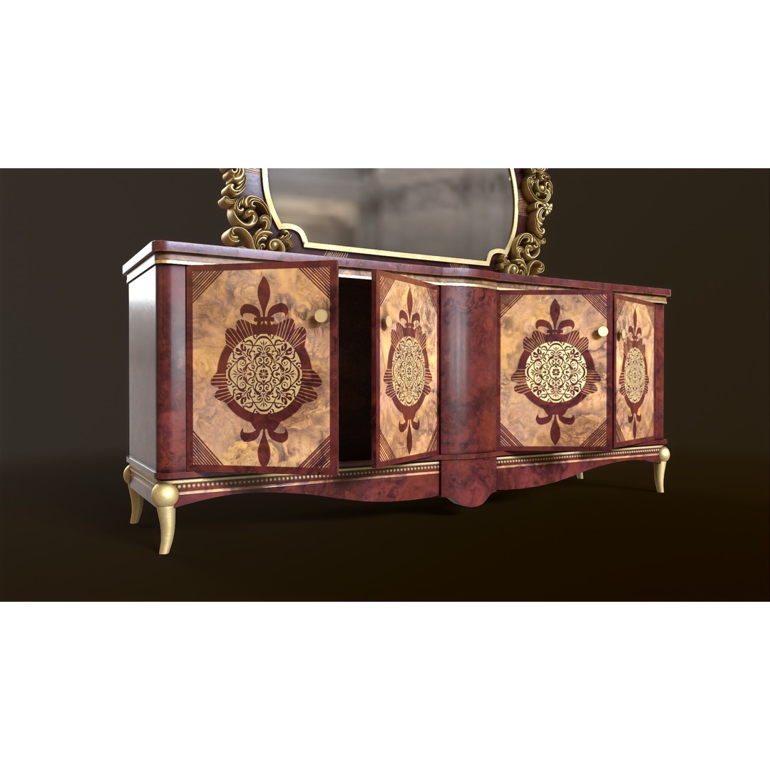 Vintage Luxury Dresser 3D Model – Low Poly Game Asset, FBX, PBR - View 20