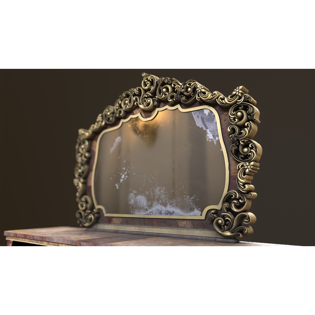 Vintage Luxury Dresser 3D Model – Low Poly Game Asset, FBX, PBR - View 23