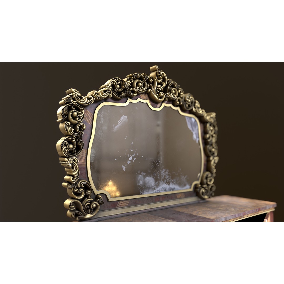 Vintage Luxury Dresser 3D Model – Low Poly Game Asset, FBX, PBR - View 24