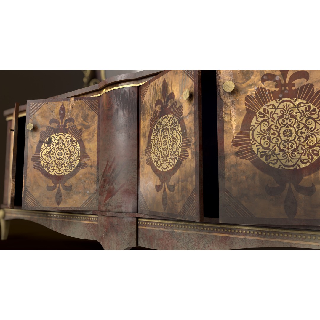 Vintage Luxury Dresser 3D Model – Low Poly Game Asset, FBX, PBR - View 27