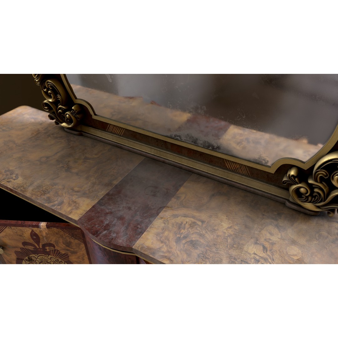 Vintage Luxury Dresser 3D Model – Low Poly Game Asset, FBX, PBR - View 28
