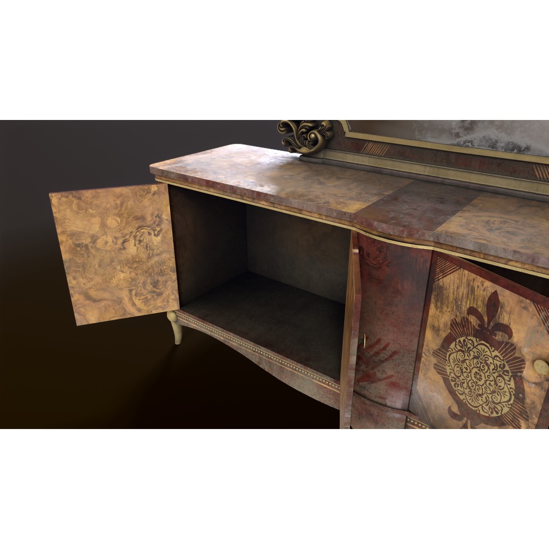 Vintage Luxury Dresser 3D Model – Low Poly Game Asset, FBX, PBR - View 30