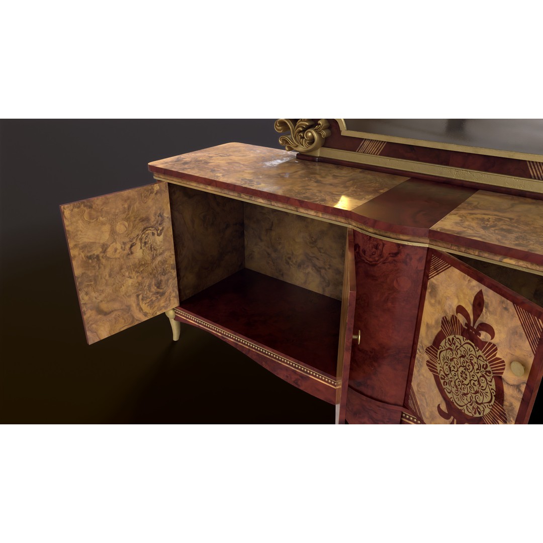 Vintage Luxury Dresser 3D Model – Low Poly Game Asset, FBX, PBR - View 31