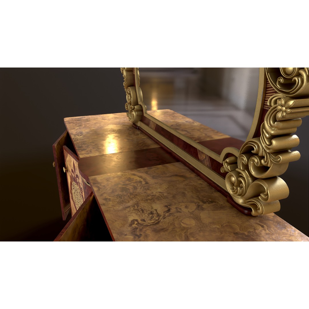 Vintage Luxury Dresser 3D Model – Low Poly Game Asset, FBX, PBR - View 32