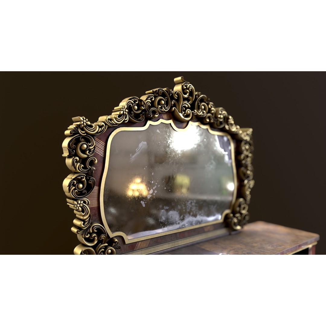 Vintage Luxury Dresser 3D Model – Low Poly Game Asset, FBX, PBR - View 35