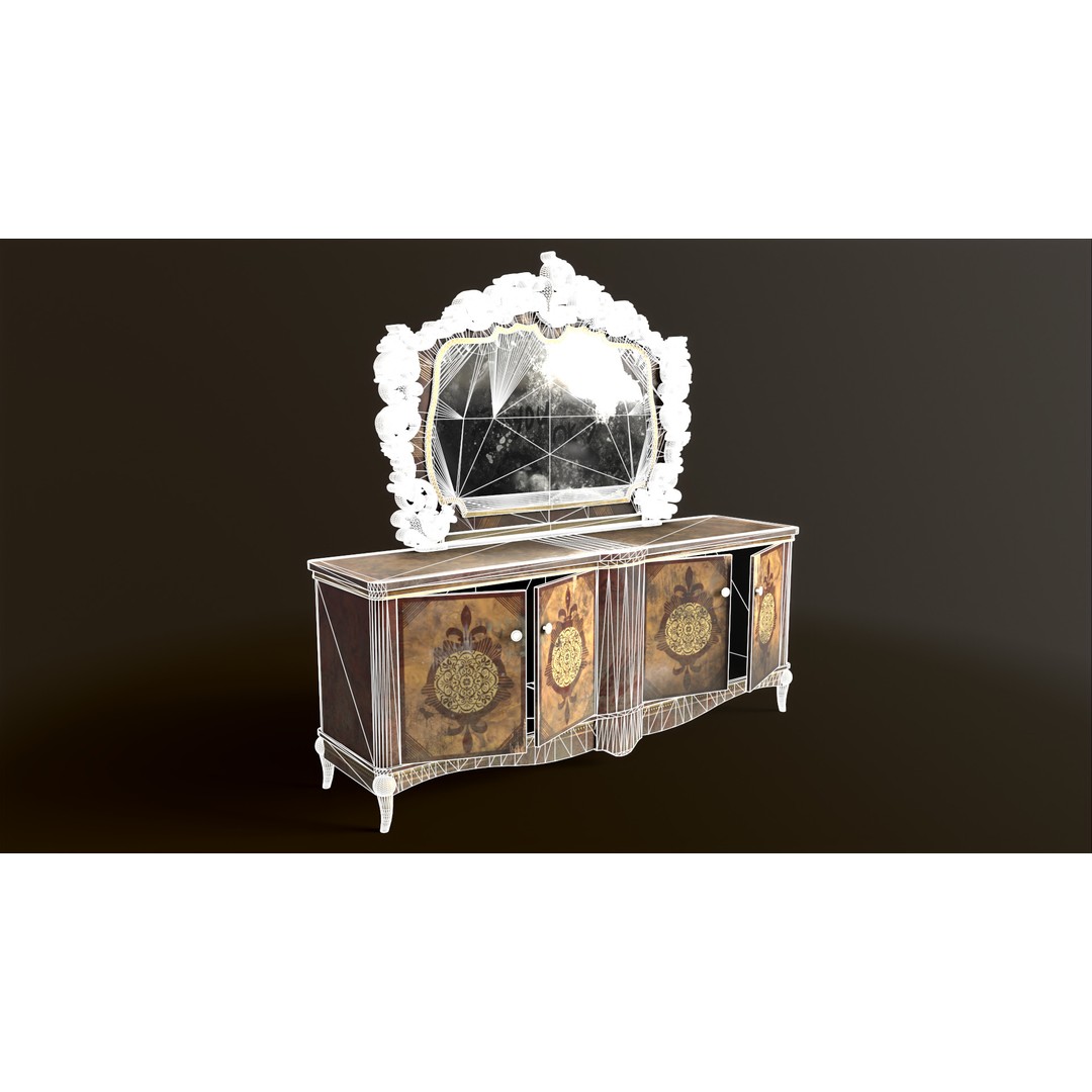 Vintage Luxury Dresser 3D Model – Low Poly Game Asset, FBX, PBR - View 37