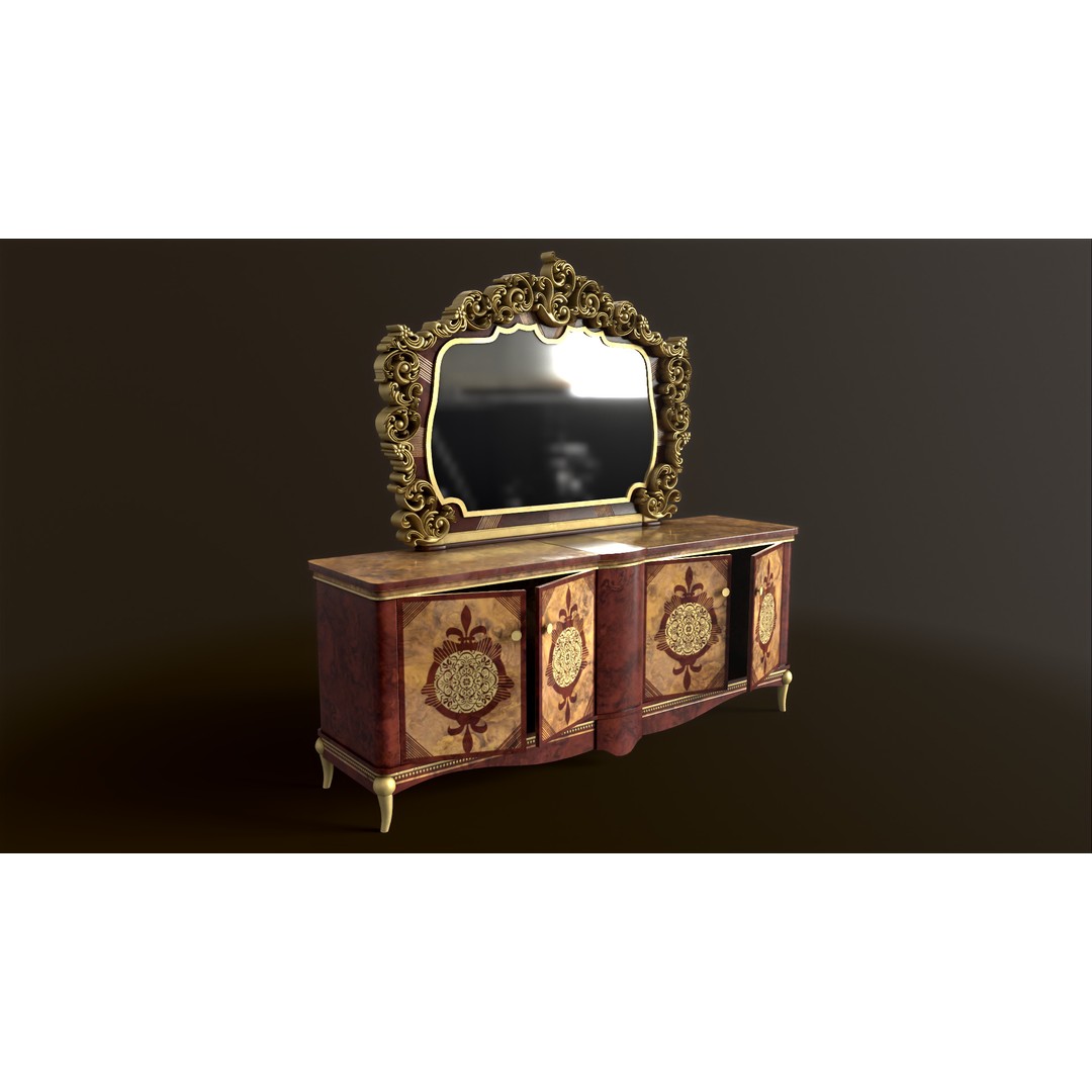 Vintage Luxury Dresser 3D Model – Low Poly Game Asset, FBX, PBR - View 38