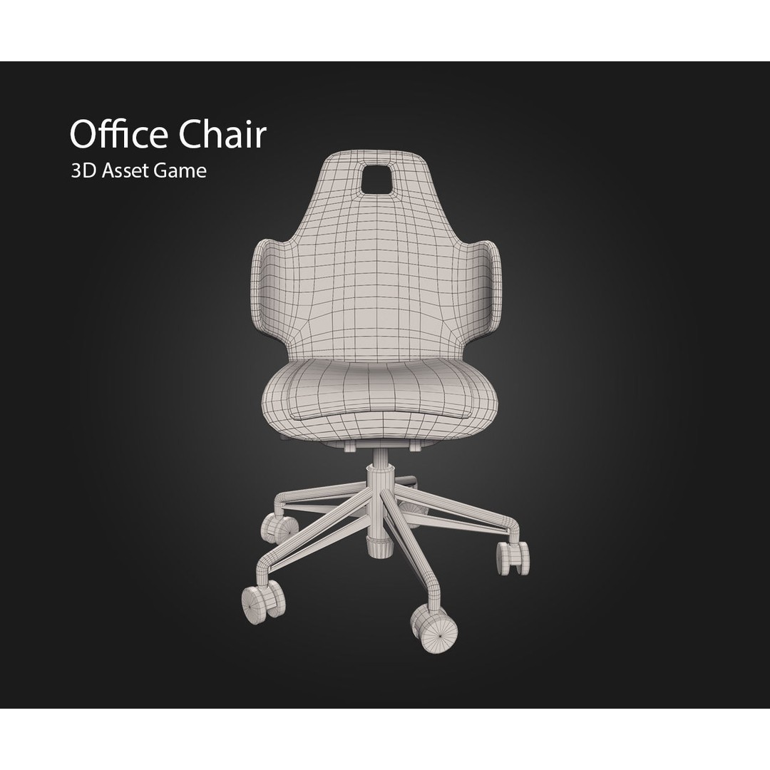 Office Chair 3D Model – Low Poly PBR Furniture Asset, FBX & OBJ - View 11