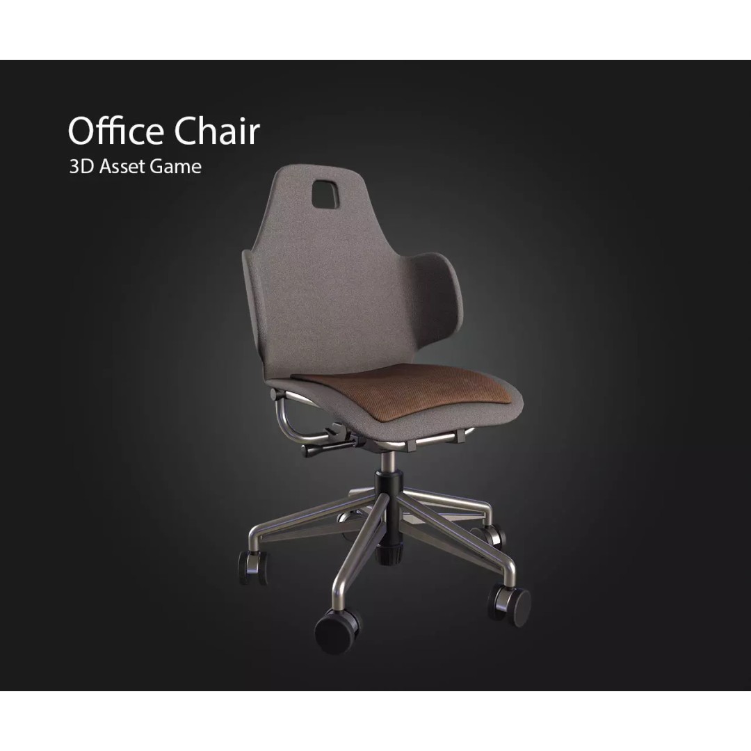 Office Chair 3D Model – Low Poly PBR Furniture Asset, FBX & OBJ - View 2