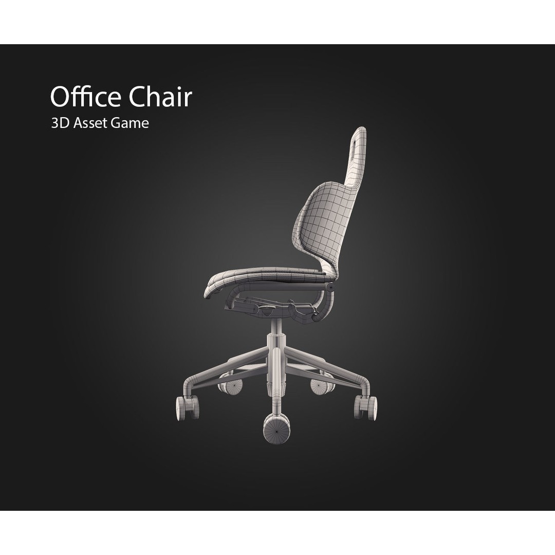 Office Chair 3D Model – Low Poly PBR Furniture Asset, FBX & OBJ - View 3