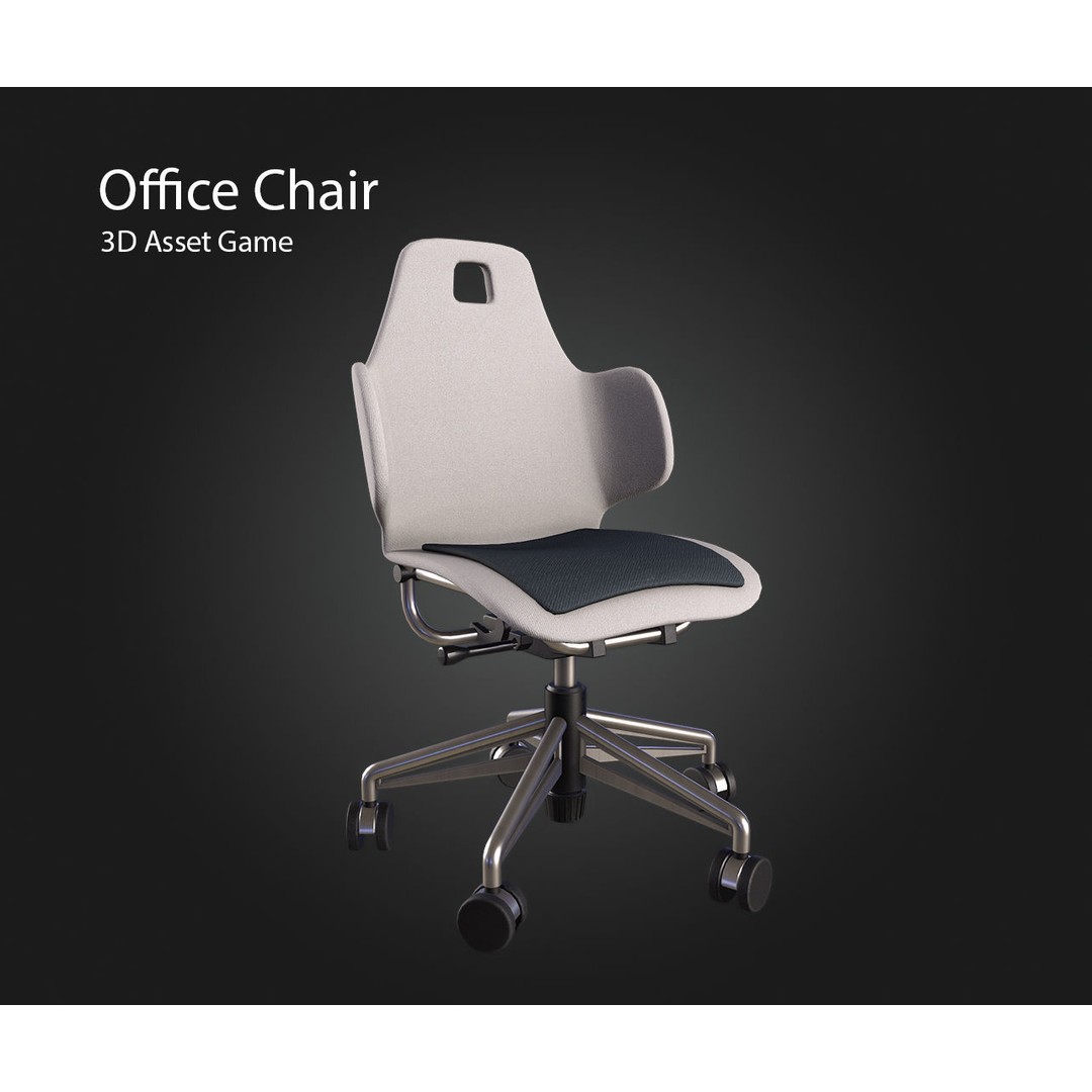 Office Chair 3D Model – Low Poly PBR Furniture Asset, FBX & OBJ - View 4
