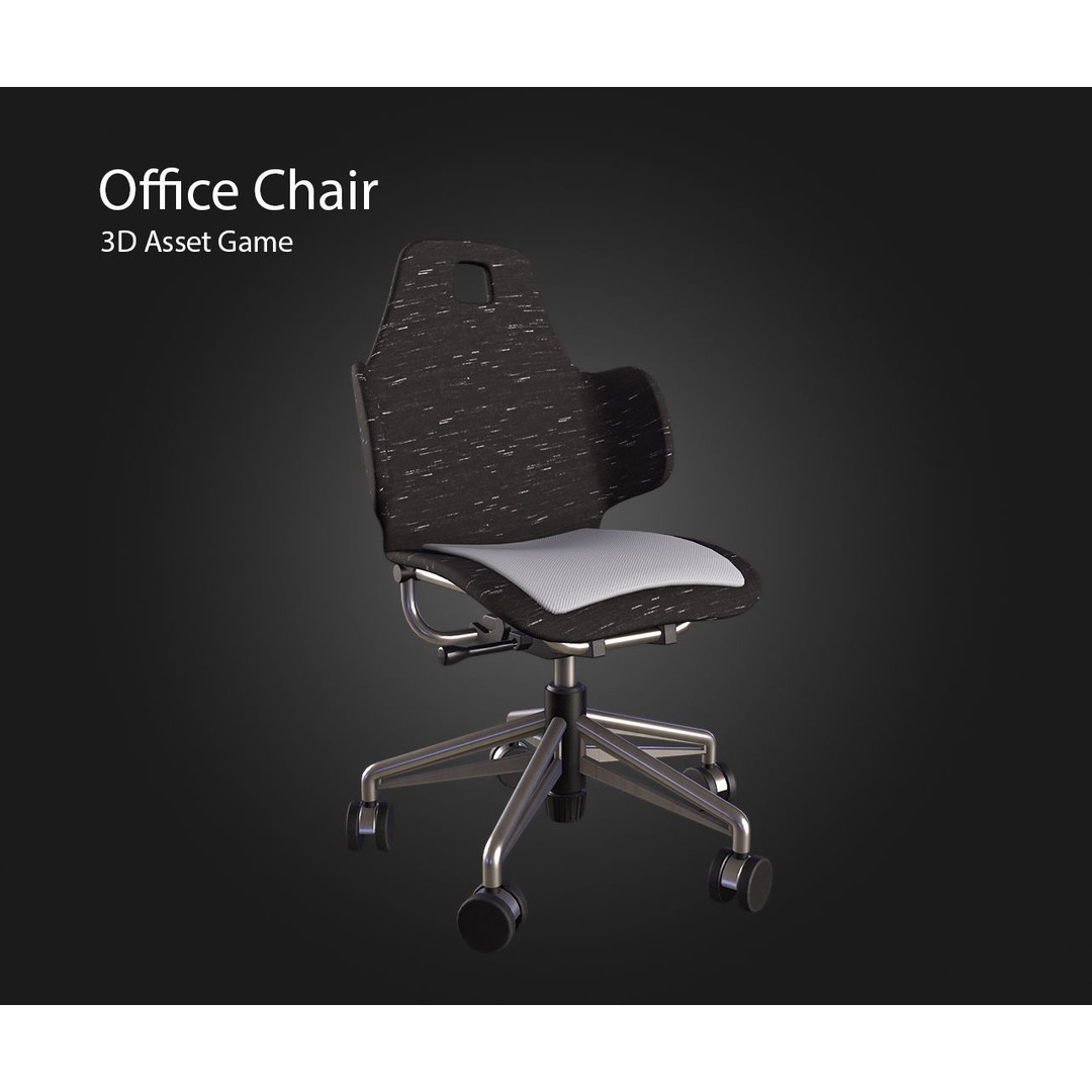 Office Chair 3D Model – Low Poly PBR Furniture Asset, FBX & OBJ - View 5