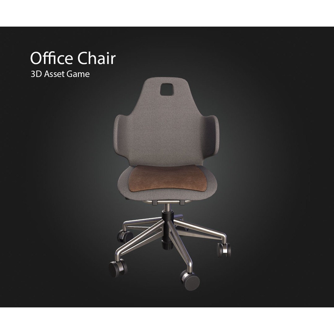 Office Chair 3D Model – Low Poly PBR Furniture Asset, FBX & OBJ - View 6