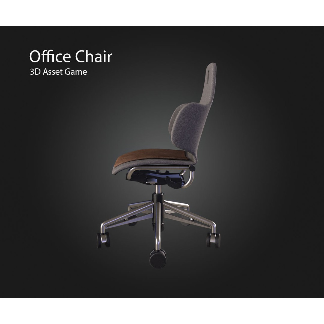 Office Chair 3D Model – Low Poly PBR Furniture Asset, FBX & OBJ - View 7