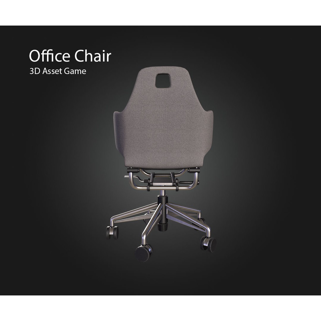 Office Chair 3D Model – Low Poly PBR Furniture Asset, FBX & OBJ - View 8