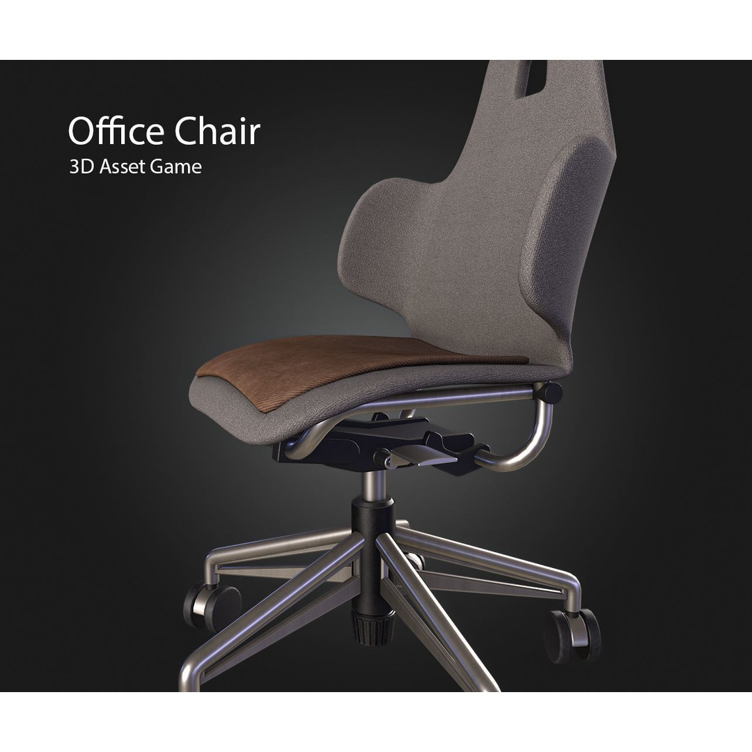 Office Chair 3D Model – Low Poly PBR Furniture Asset, FBX & OBJ - View 9