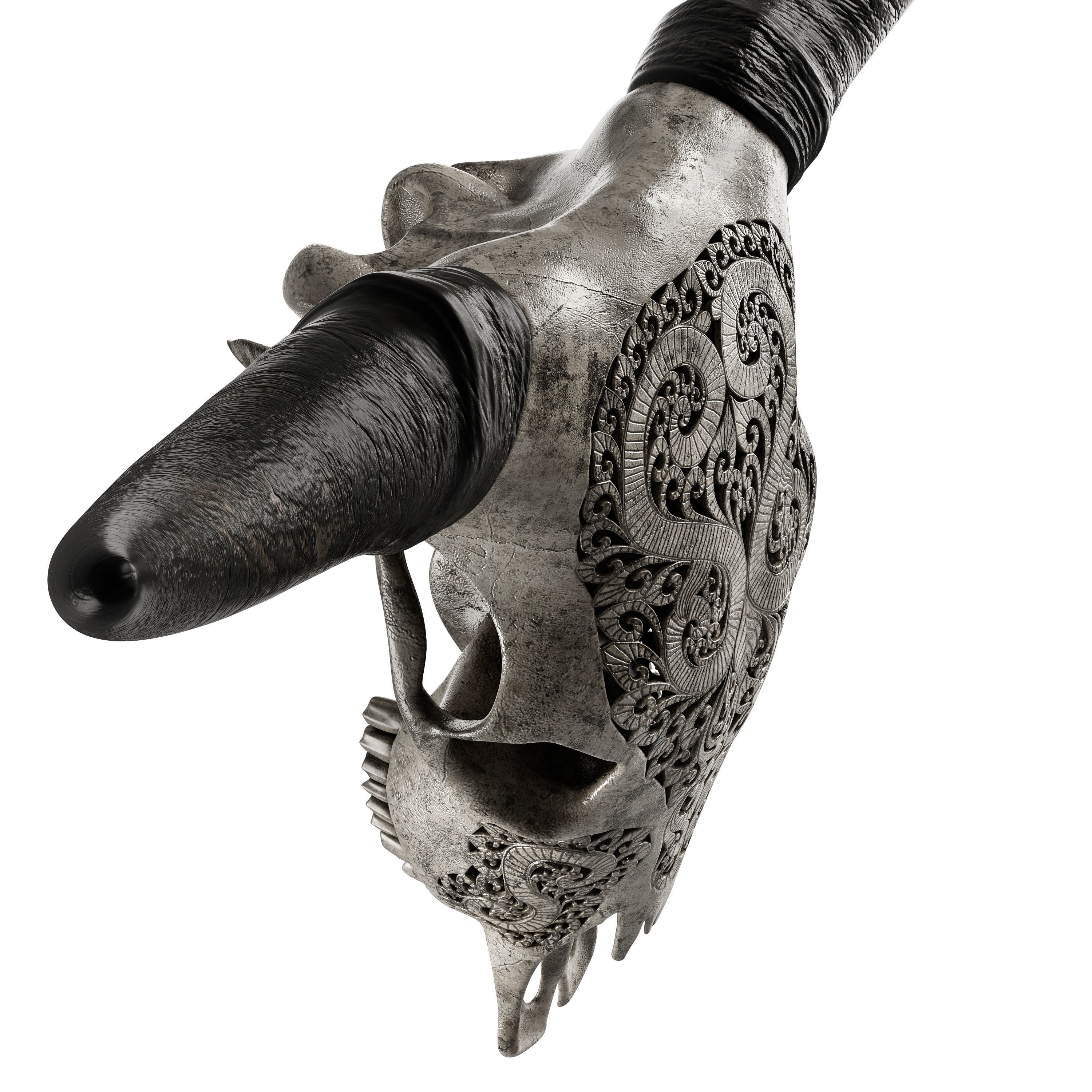 Carved Cow Skull - Detailed Game-Ready 3D Model - View 14