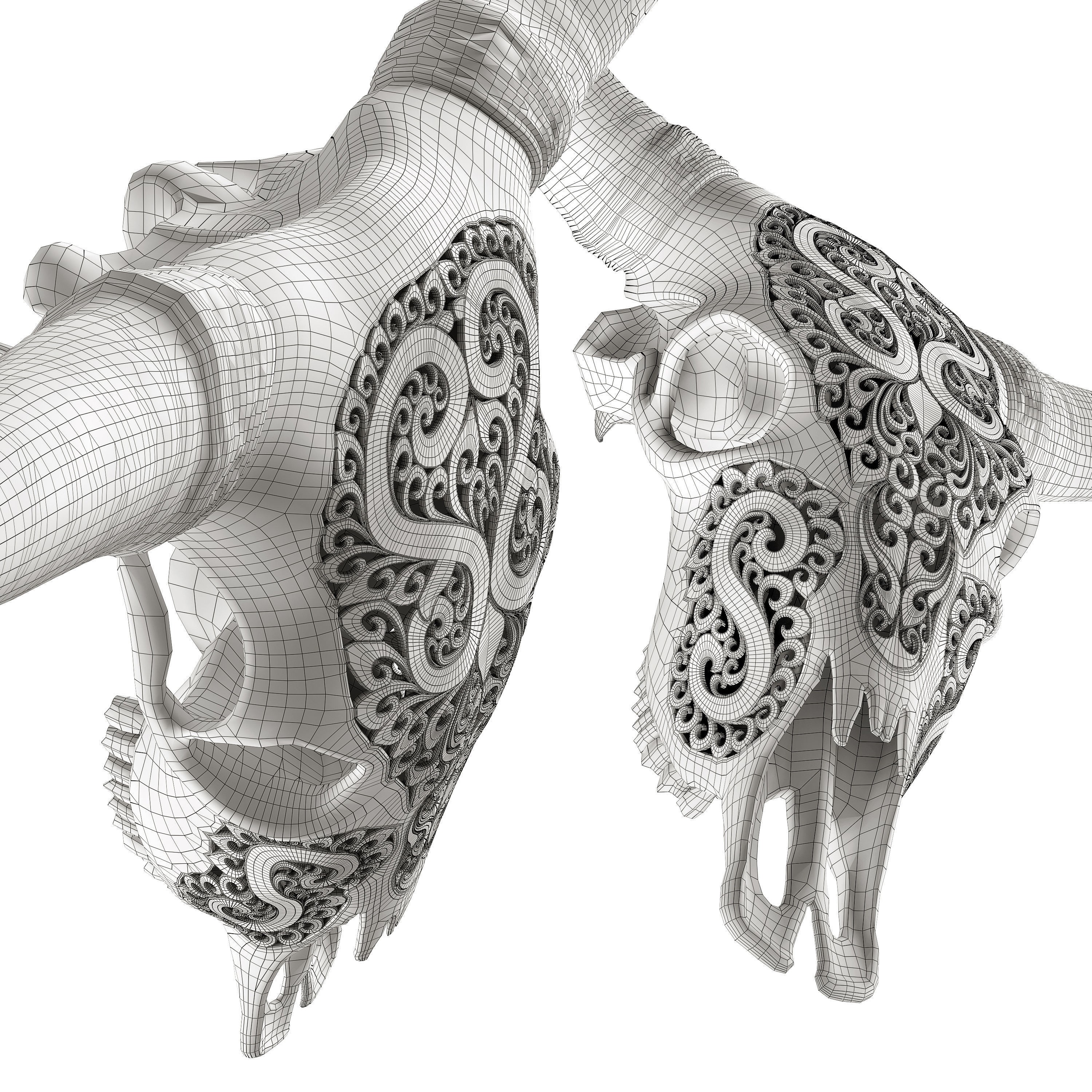 Carved Cow Skull - Detailed Game-Ready 3D Model - View 16