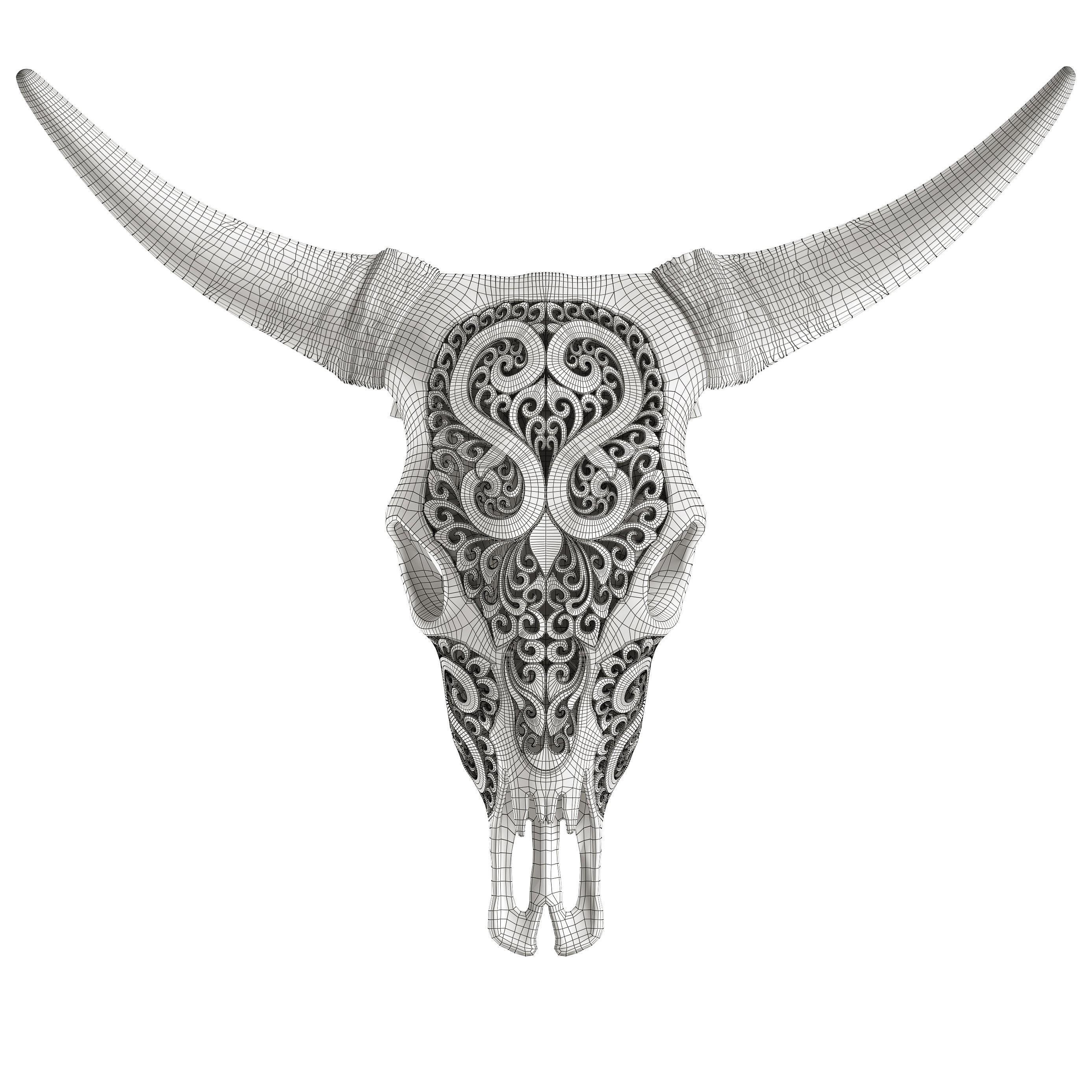 Carved Cow Skull - Detailed Game-Ready 3D Model - View 21