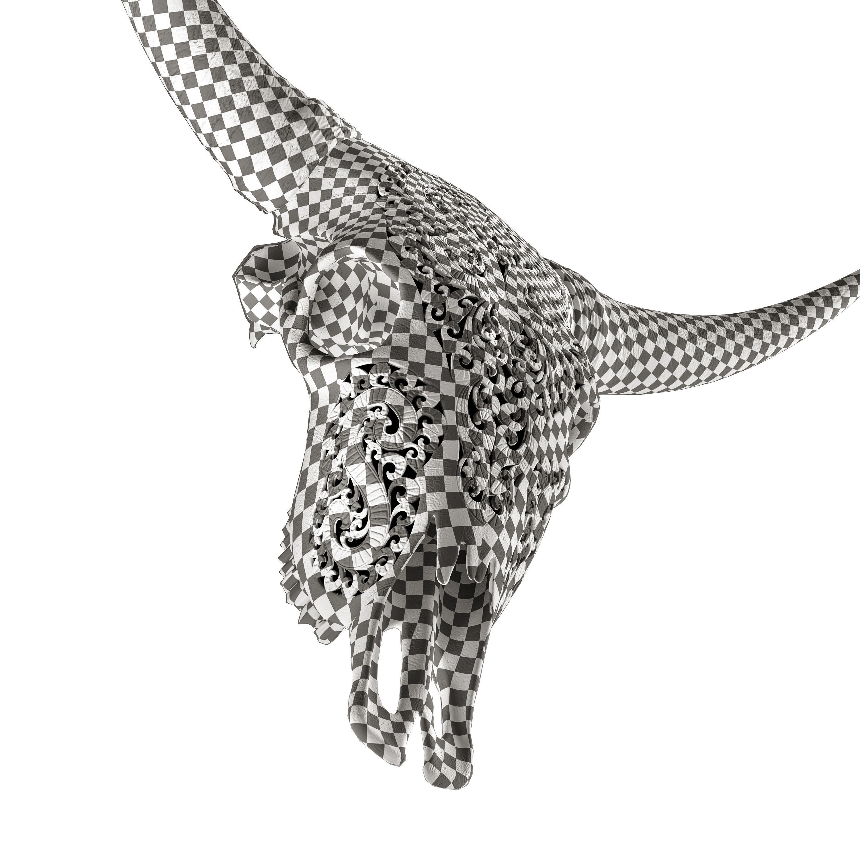 Carved Cow Skull - Detailed Game-Ready 3D Model - View 28