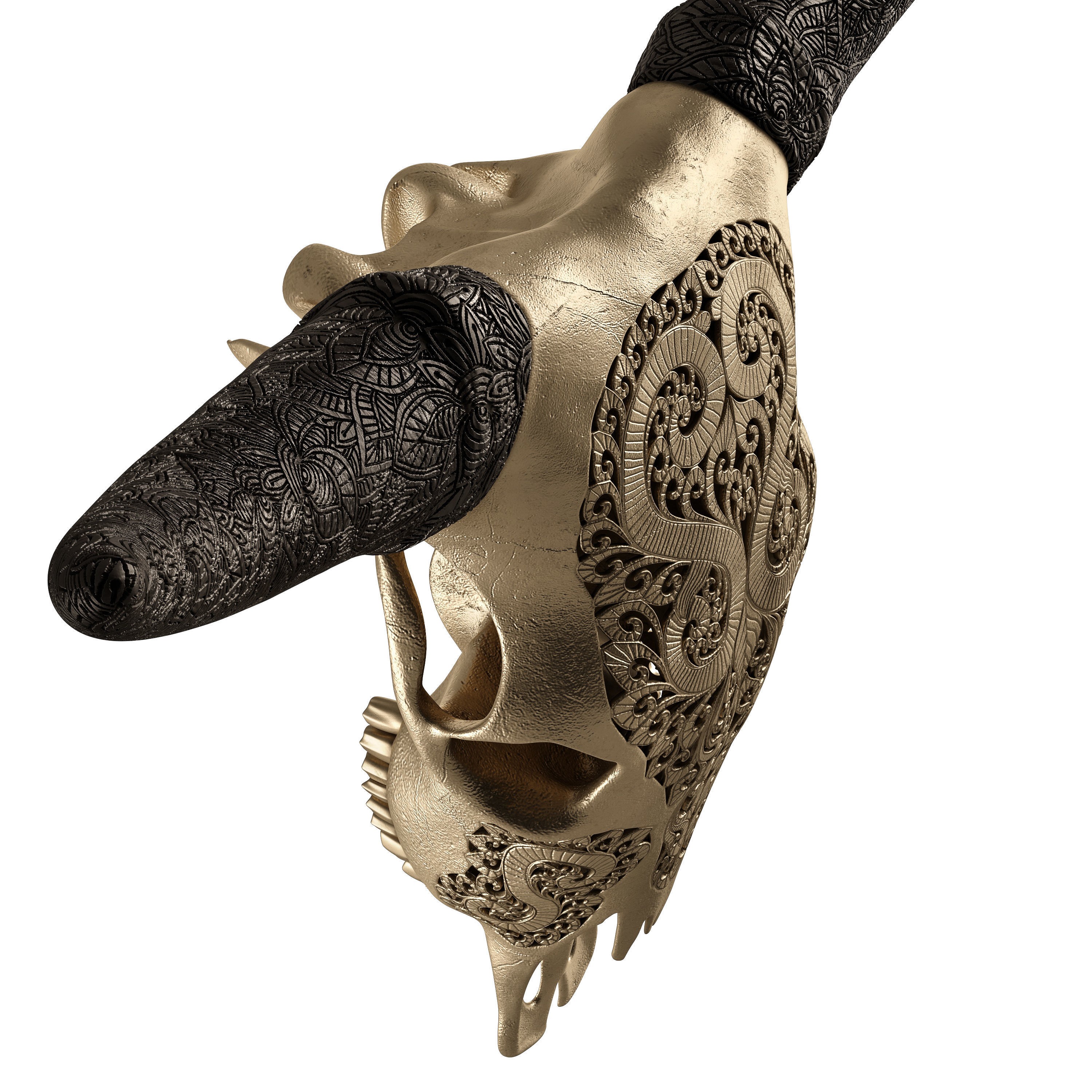 Carved Cow Skull - Detailed Game-Ready 3D Model - View 8