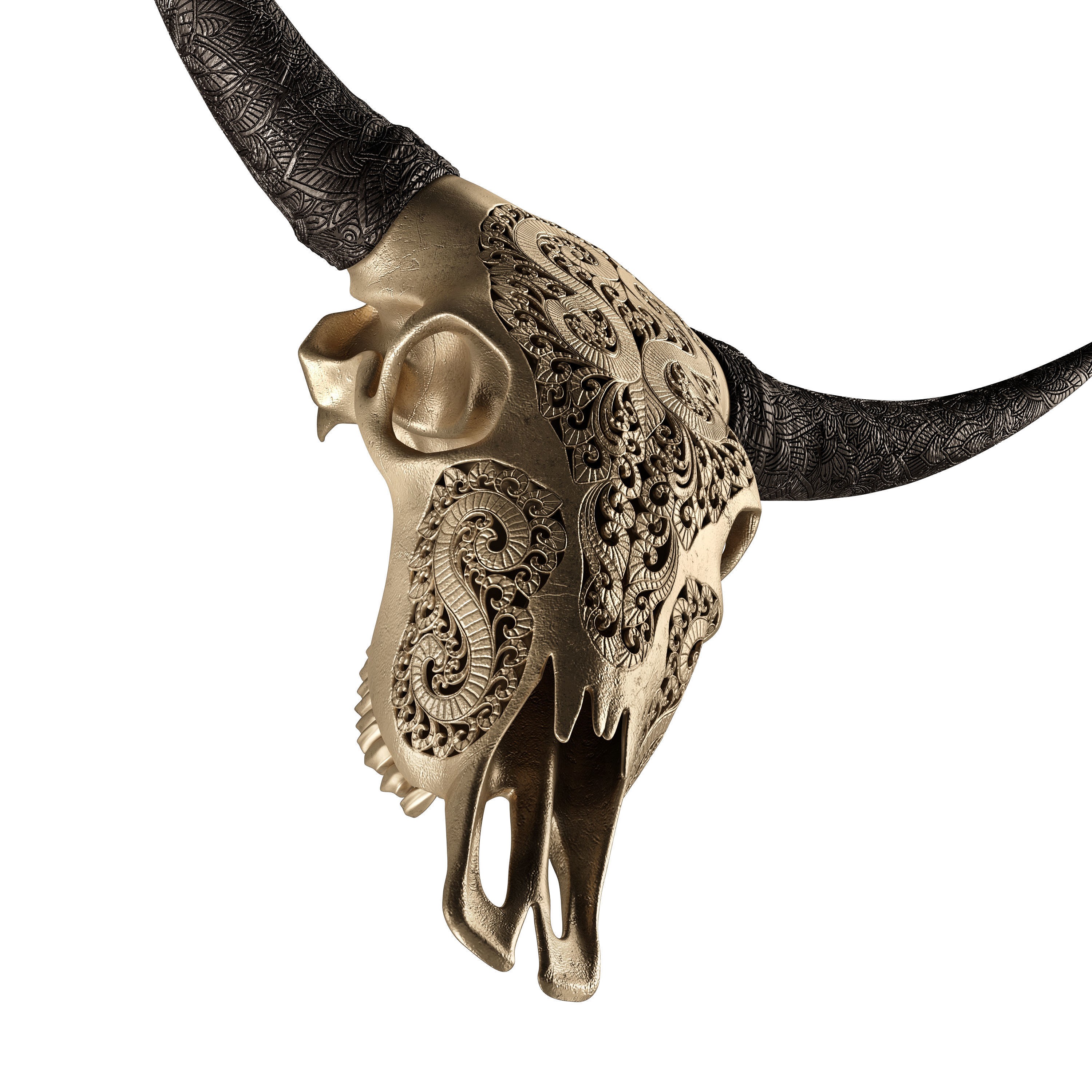 Carved Cow Skull - Detailed Game-Ready 3D Model - View 9