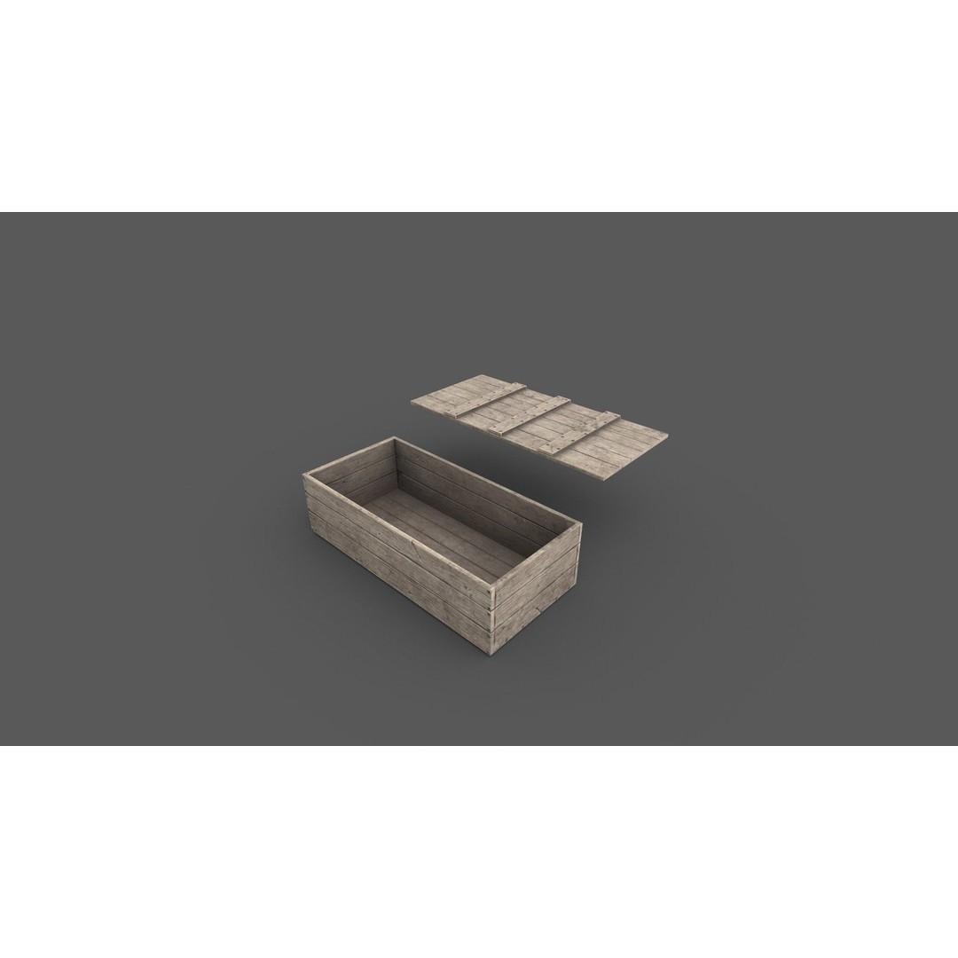 Medieval Wooden Crates 3D Model – Low Poly Game Asset, FBX - View 10