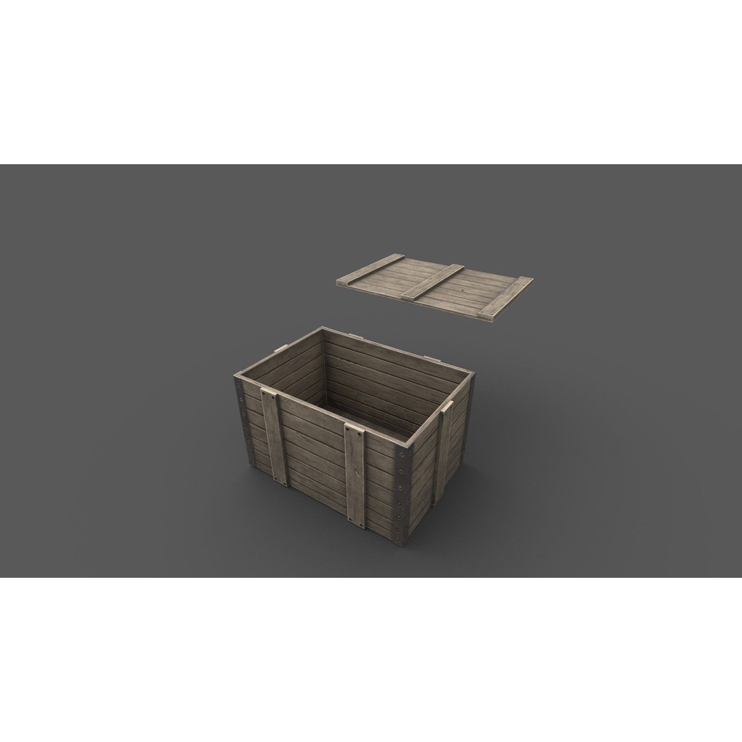 Medieval Wooden Crates 3D Model – Low Poly Game Asset, FBX - View 15