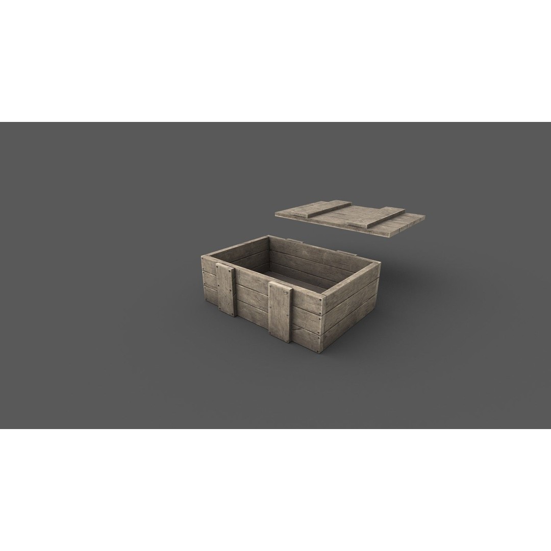 Medieval Wooden Crates 3D Model – Low Poly Game Asset, FBX - View 8