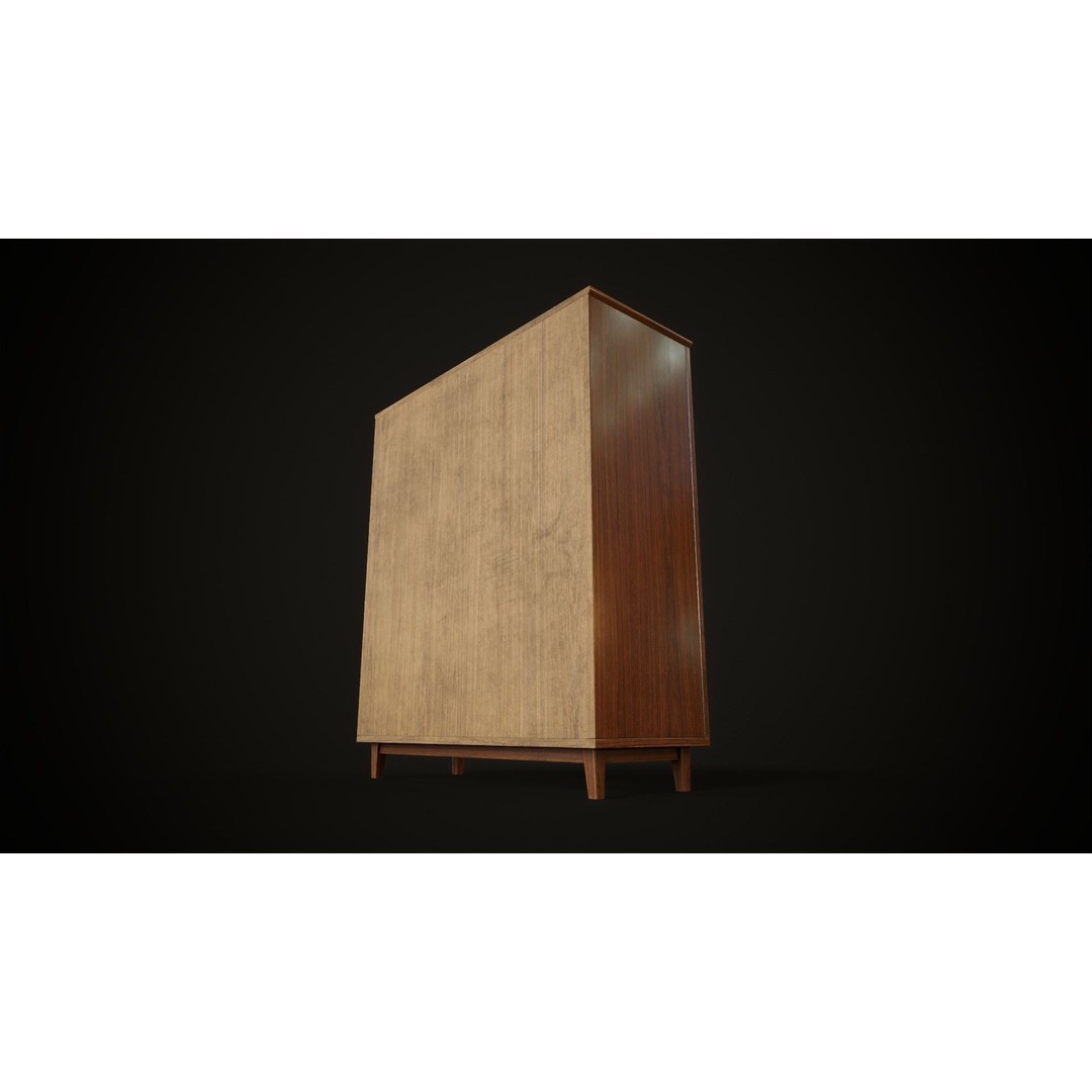 Old Retro Wardrobe 3D Model – Low Poly Game Ready Asset, FBX