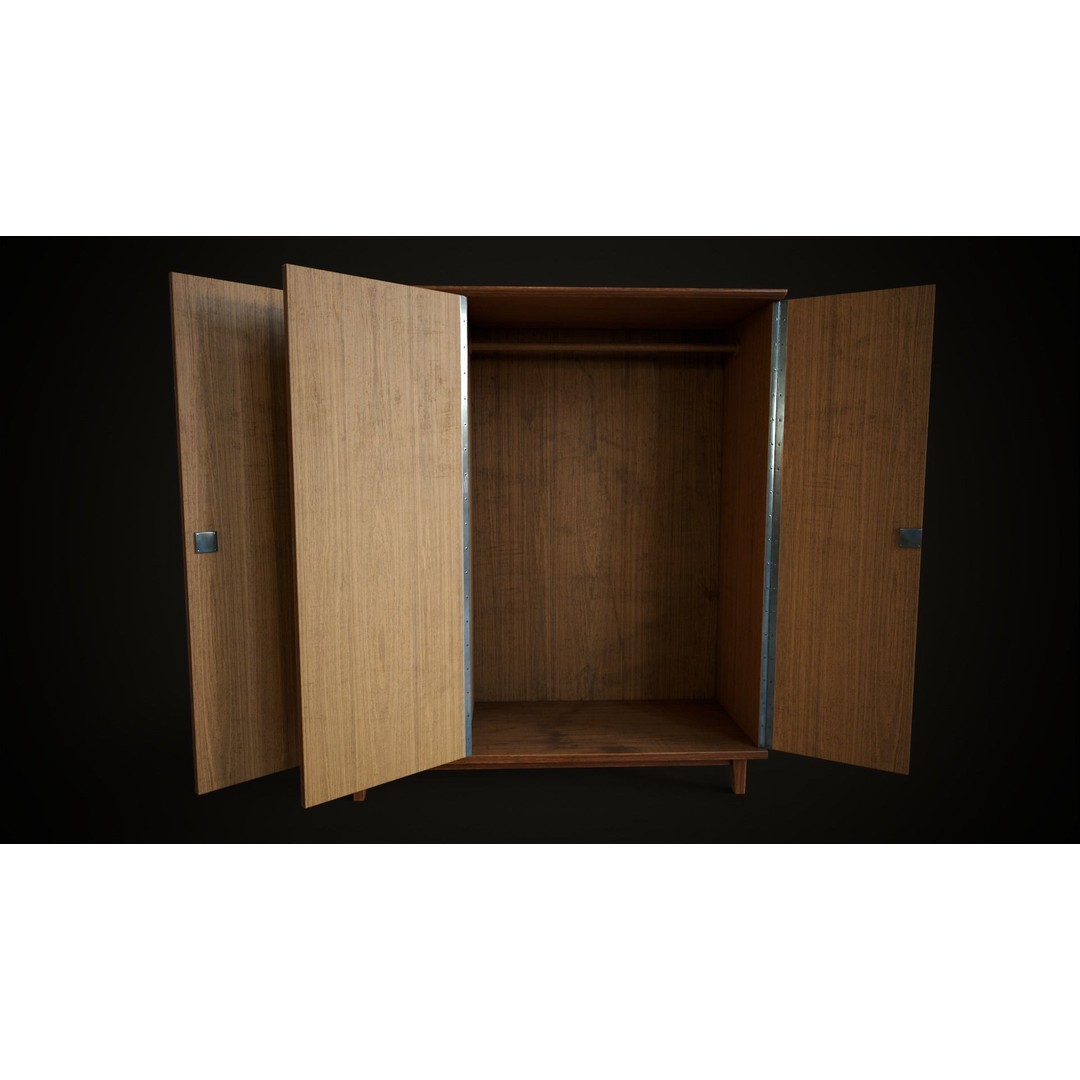 Old Retro Wardrobe 3D Model – Low Poly Game Ready Asset, FBX - View 10
