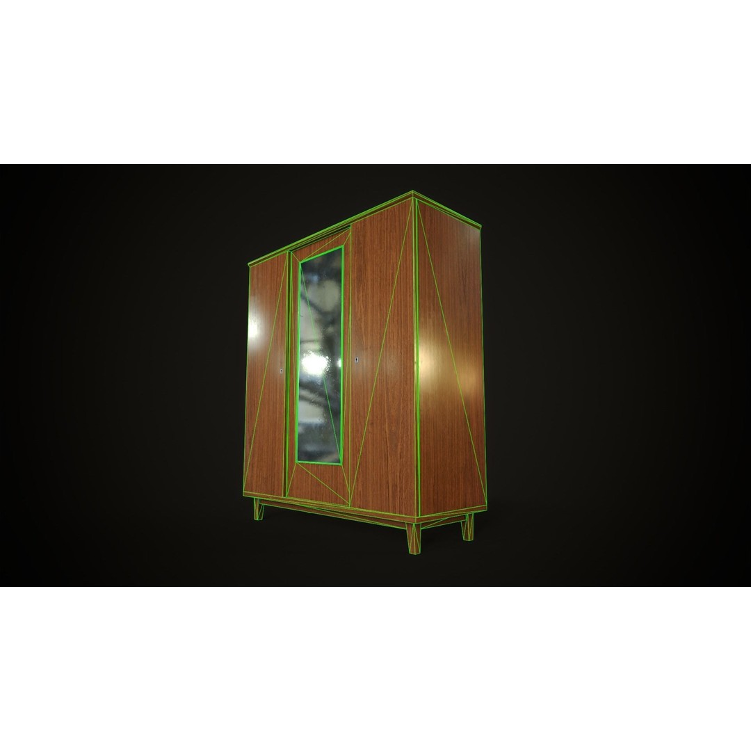 Old Retro Wardrobe 3D Model – Low Poly Game Ready Asset, FBX - View 11