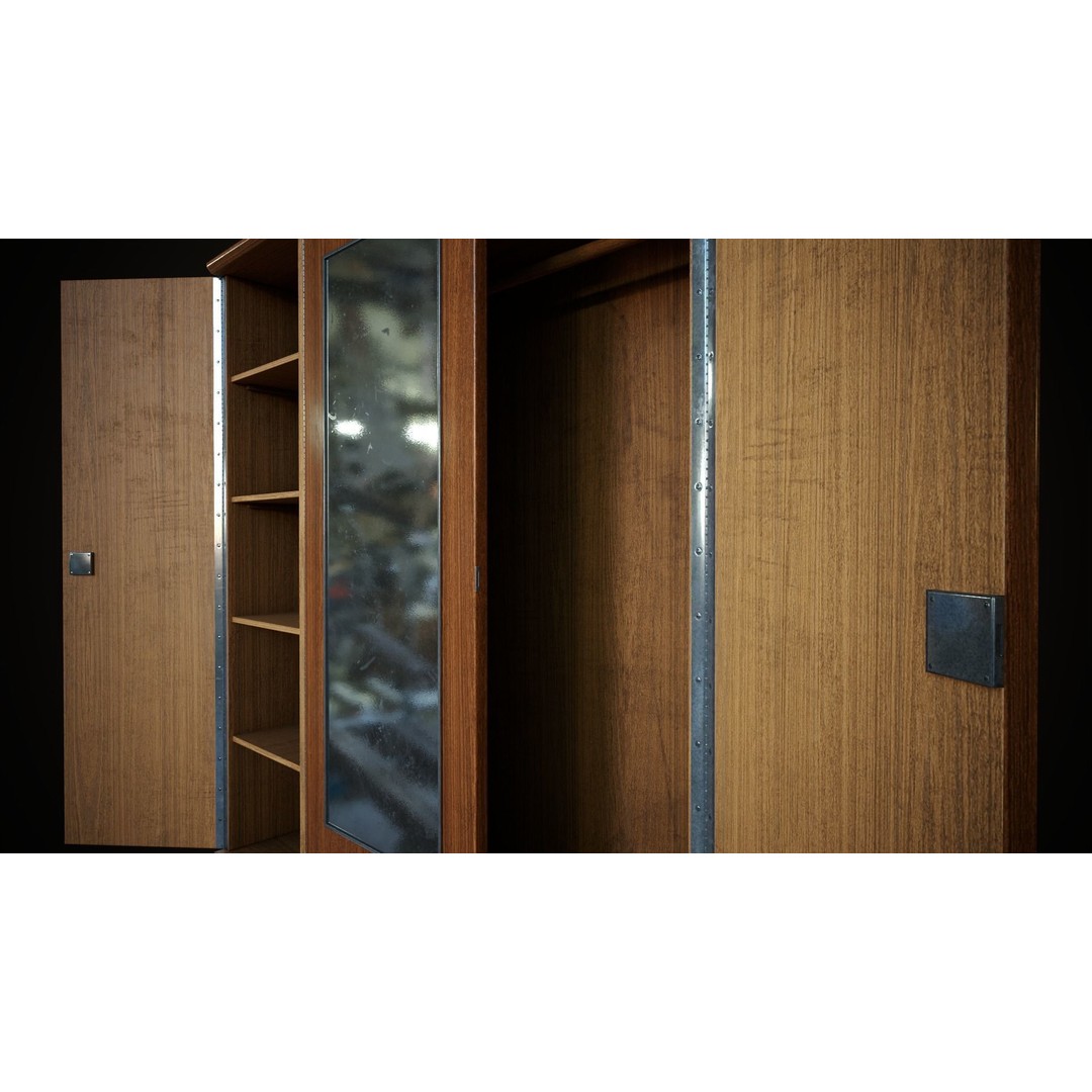 Old Retro Wardrobe 3D Model – Low Poly Game Ready Asset, FBX - View 13