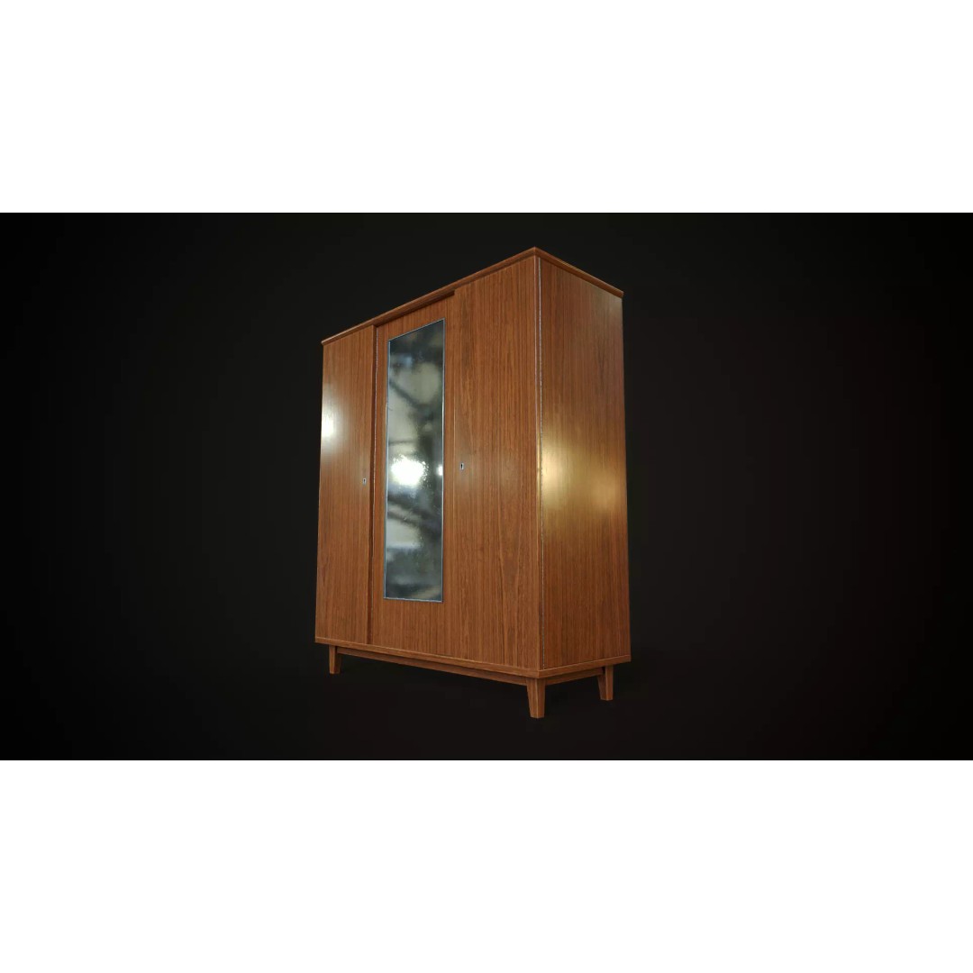 Old Retro Wardrobe 3D Model – Low Poly Game Ready Asset, FBX - View 2
