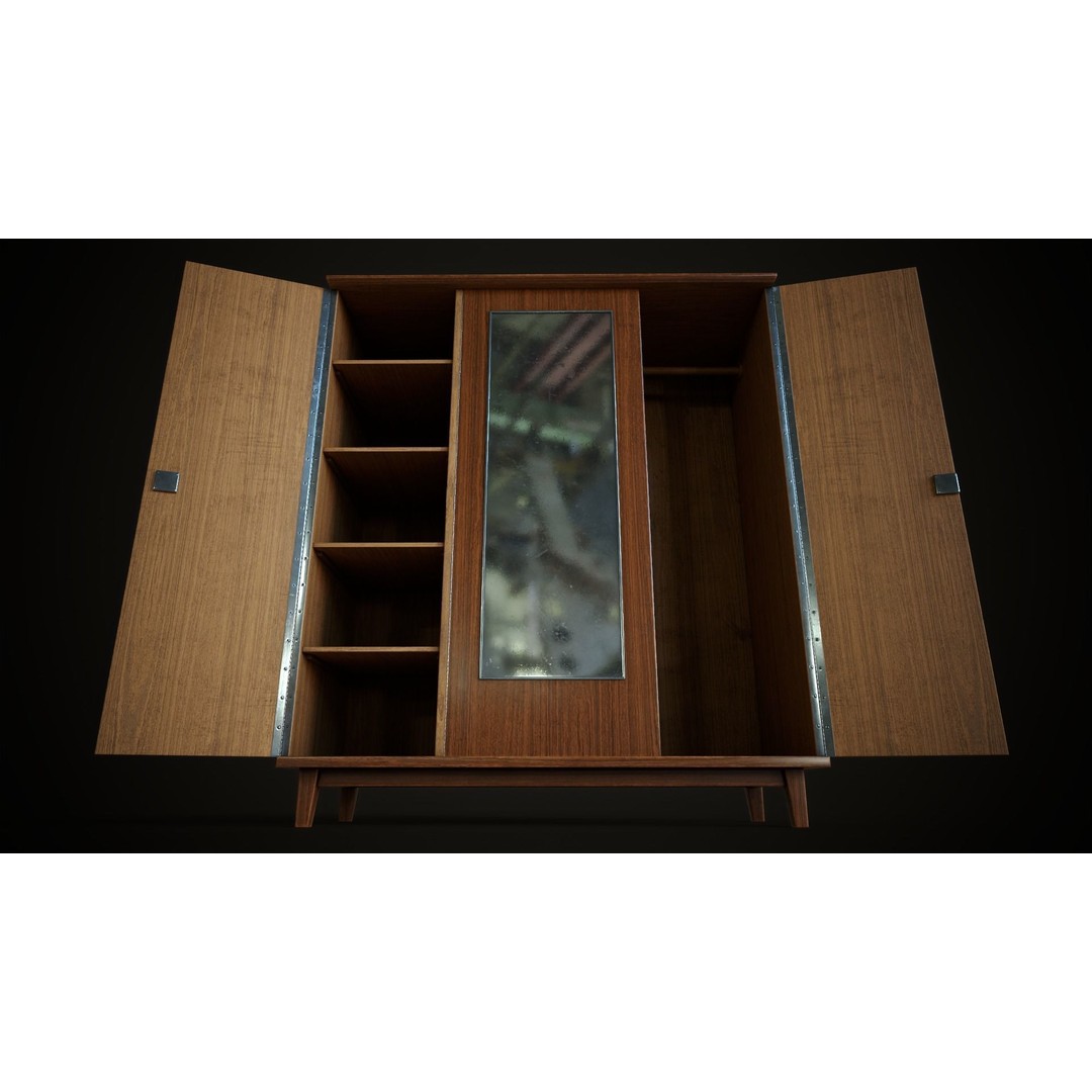 Old Retro Wardrobe 3D Model – Low Poly Game Ready Asset, FBX - View 6