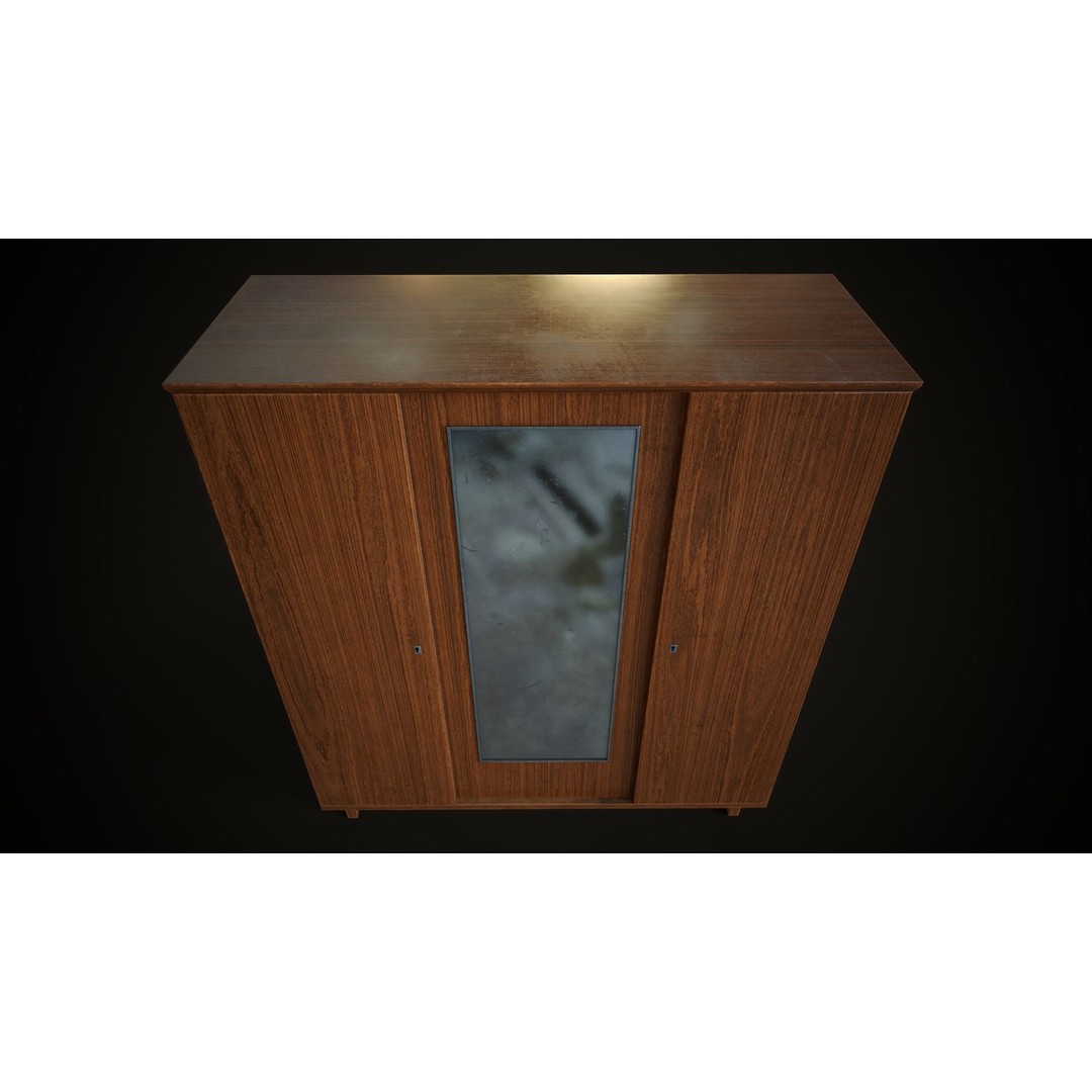 Old Retro Wardrobe 3D Model – Low Poly Game Ready Asset, FBX - View 9