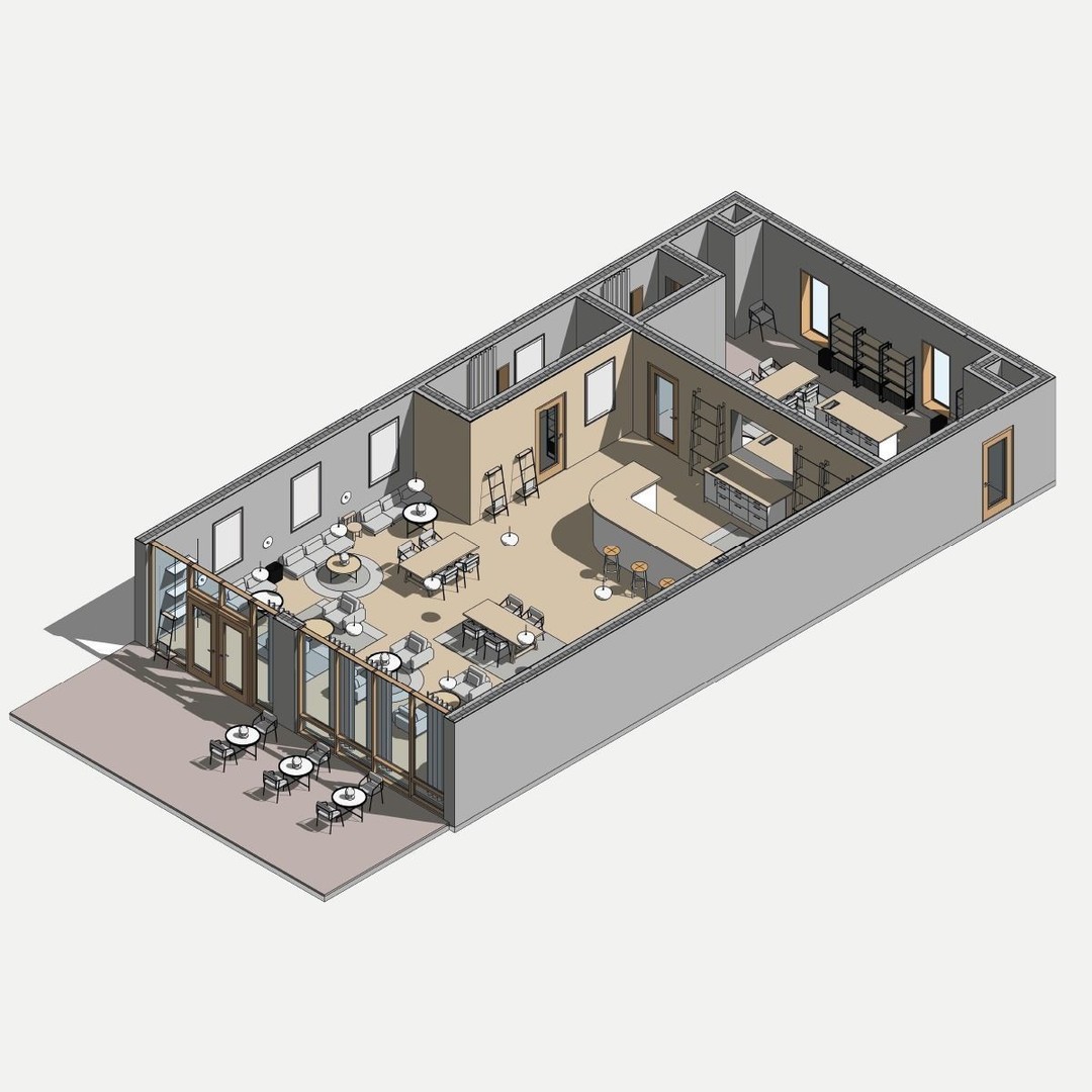 Bar 3D Model – Parametric Revit Asset with Textures - View 4