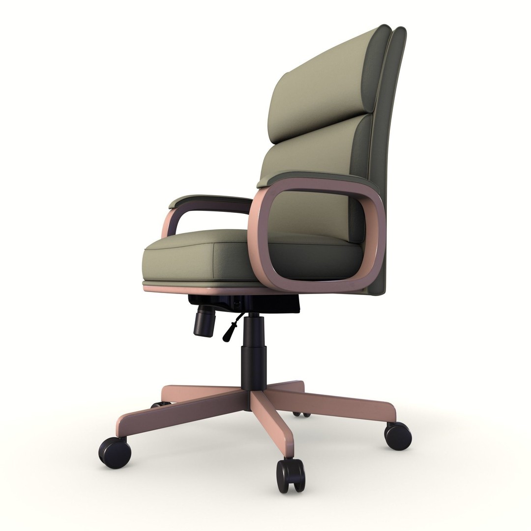 Executive Office Chair 3D Model – Low Poly PBR Asset, Blender, FBX, OBJ - View 3
