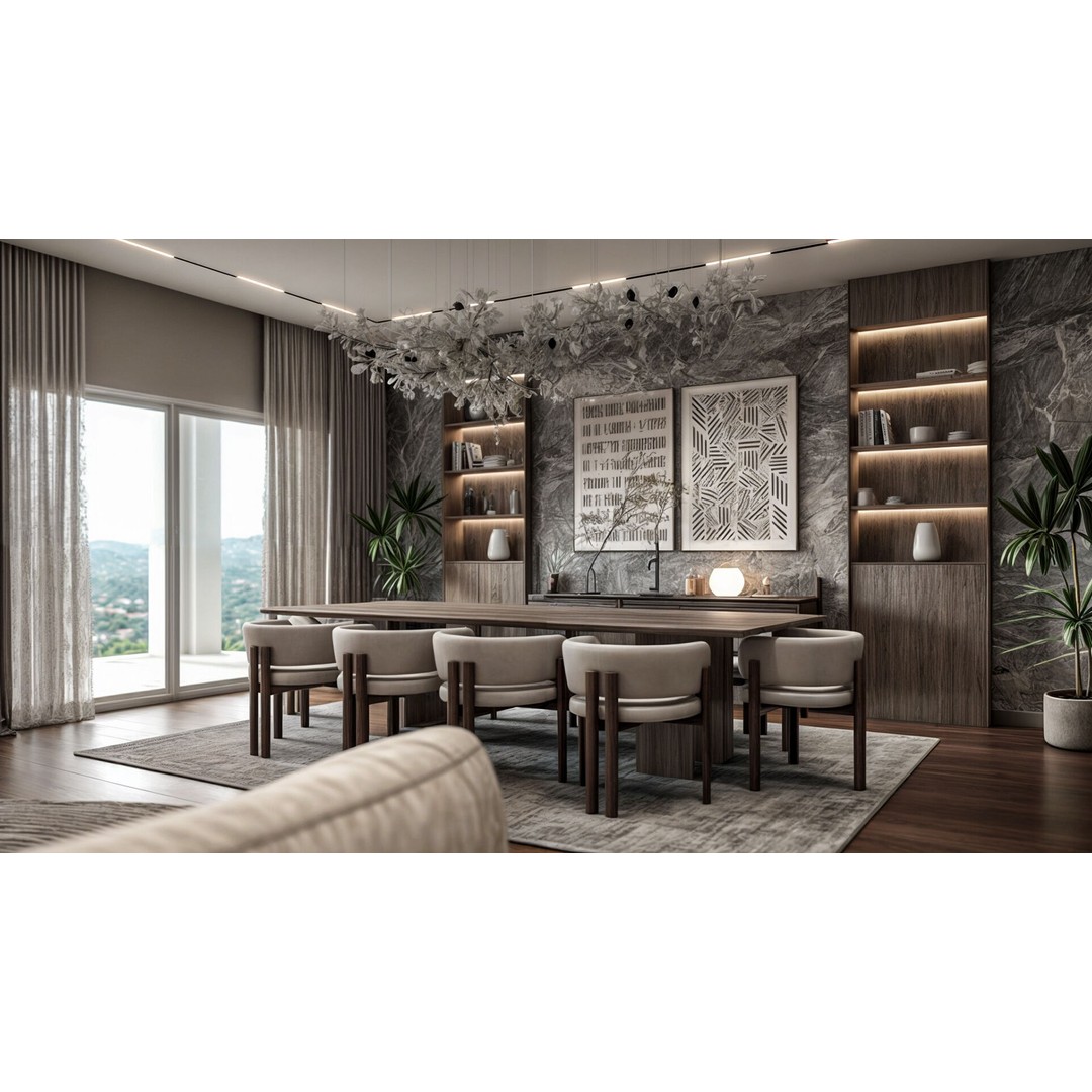 Modern Villa Living Space 3D Model – Luxury Interior Design, FBX, OBJ - View 4