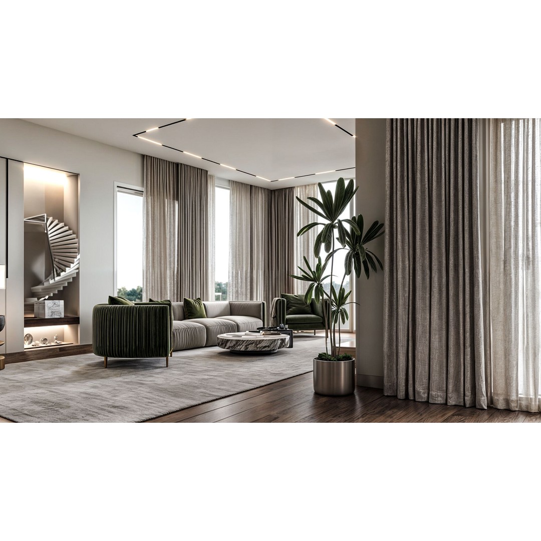 Modern Villa Living Space 3D Model – Luxury Interior Design, FBX, OBJ - View 6