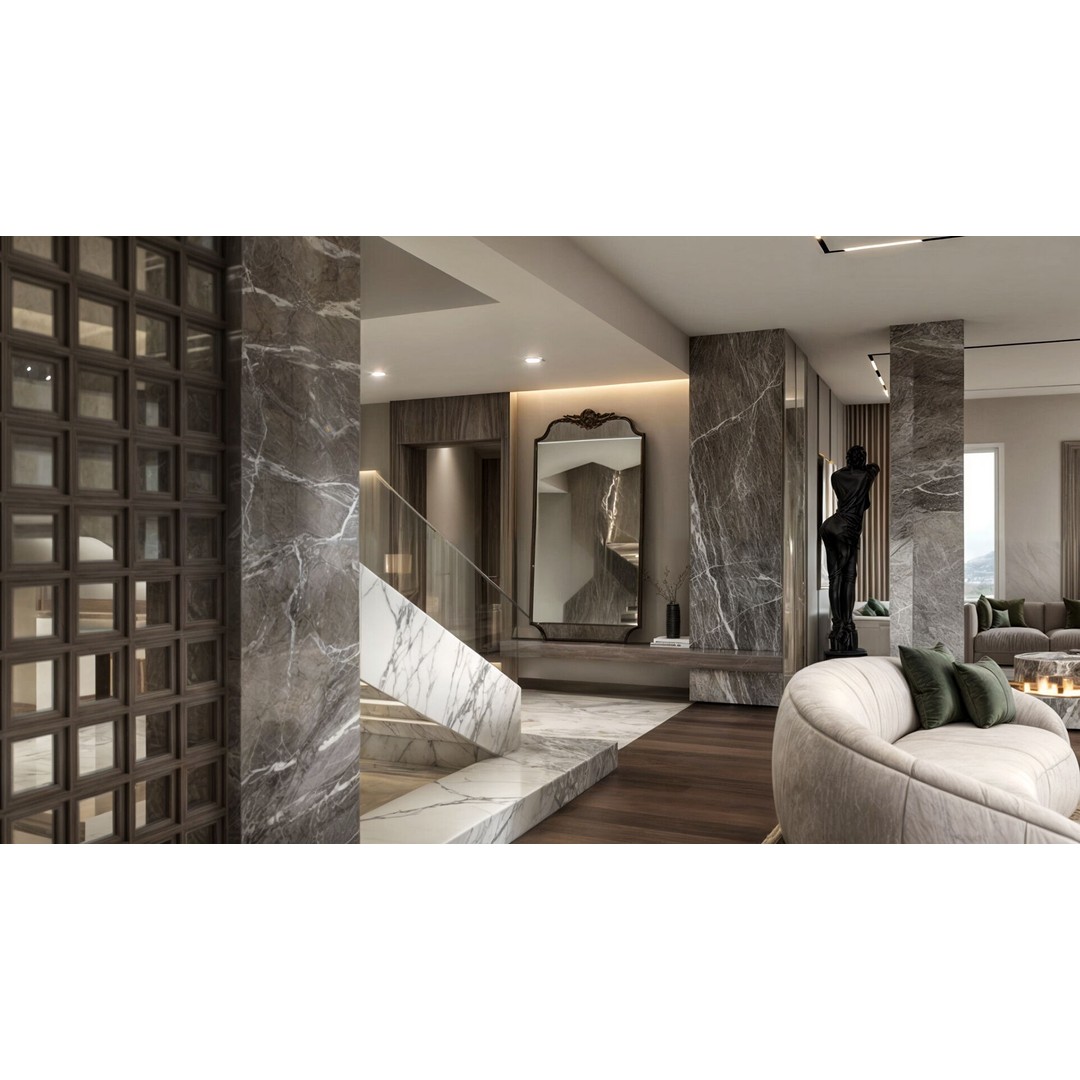 Modern Villa Living Space 3D Model – Luxury Interior Design, FBX, OBJ - View 8