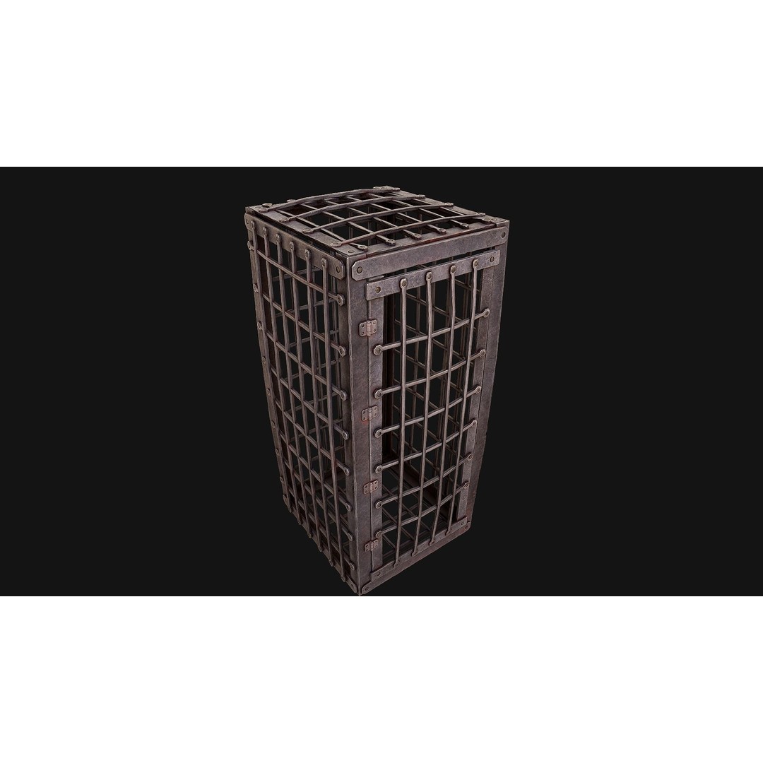 Iron Prison Cage 3D Model – Low Poly Game Ready Asset, FBX - View 3