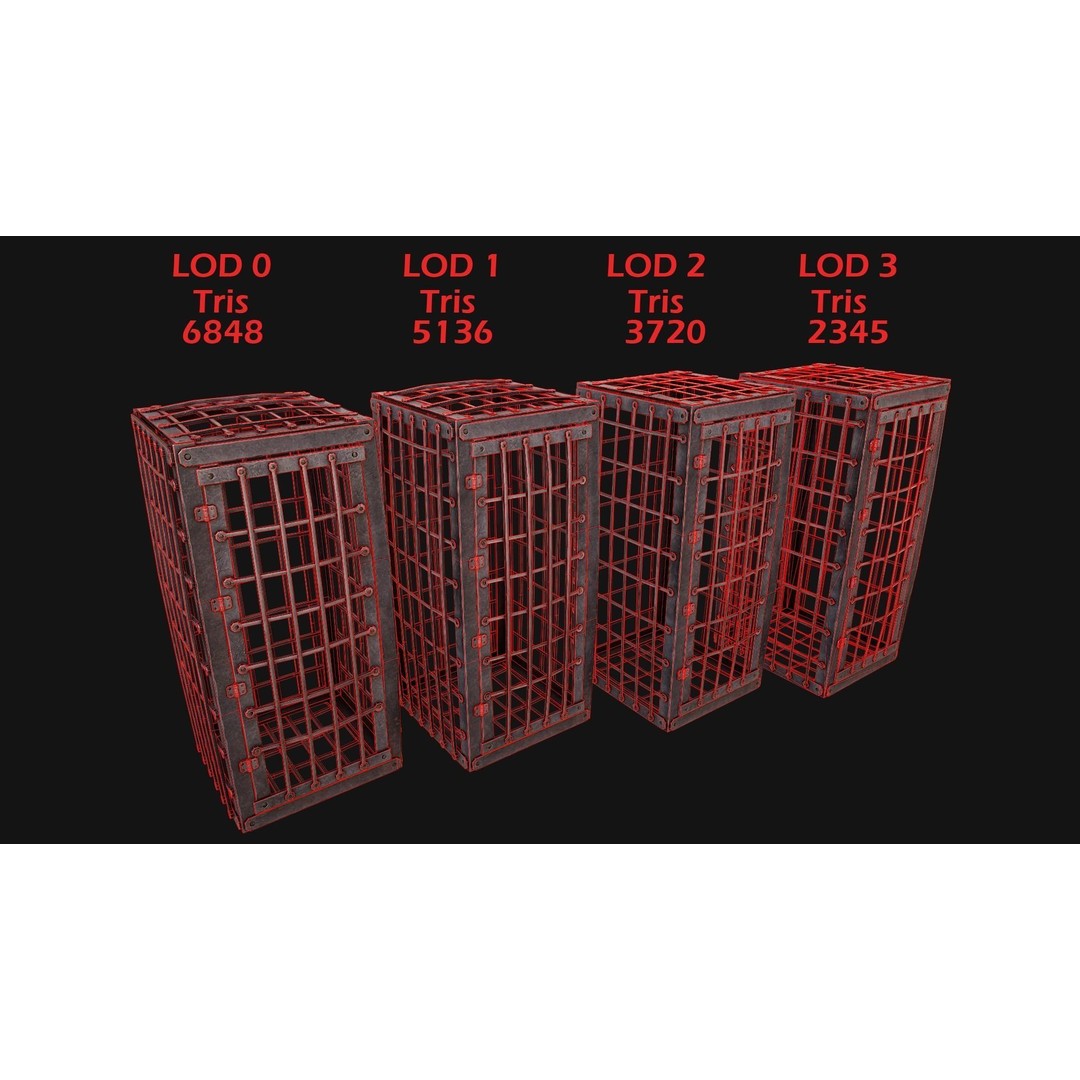 Iron Prison Cage 3D Model – Low Poly Game Ready Asset, FBX - View 5
