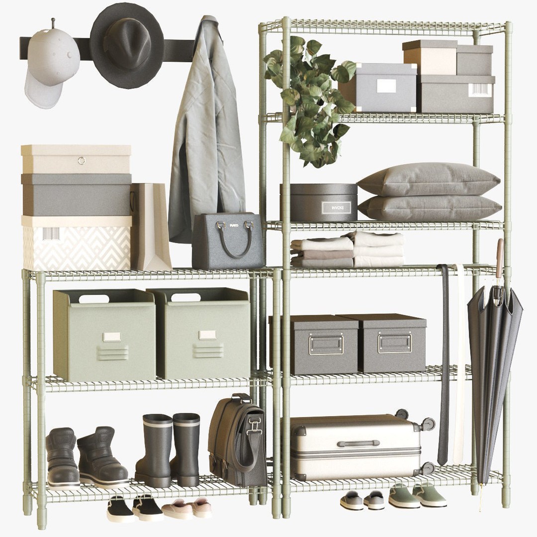 Hallway 3D Model – Interior Furniture Set with Decor and Accessories
