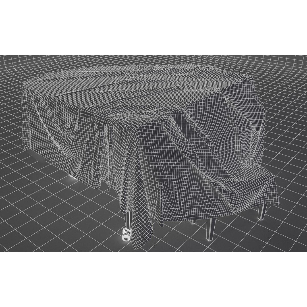 Draped Piano 3D Model – Low Poly Game Asset, FBX, PBR Textures