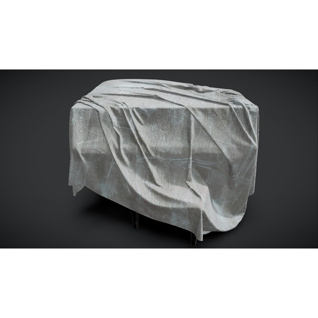 Draped Piano 3D Model – Low Poly Game Asset, FBX, PBR Textures - View 10