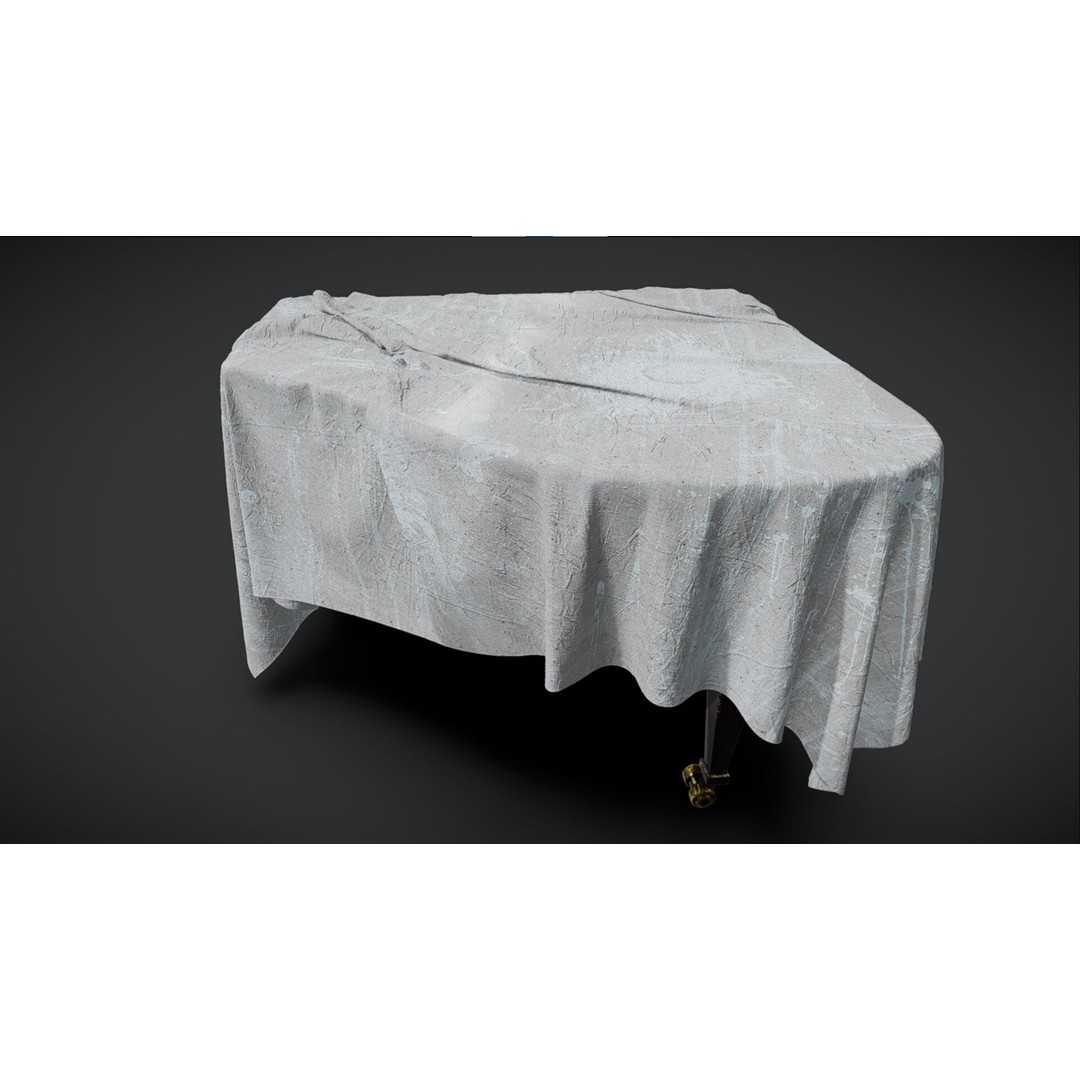 Draped Piano 3D Model – Low Poly Game Asset, FBX, PBR Textures - View 11