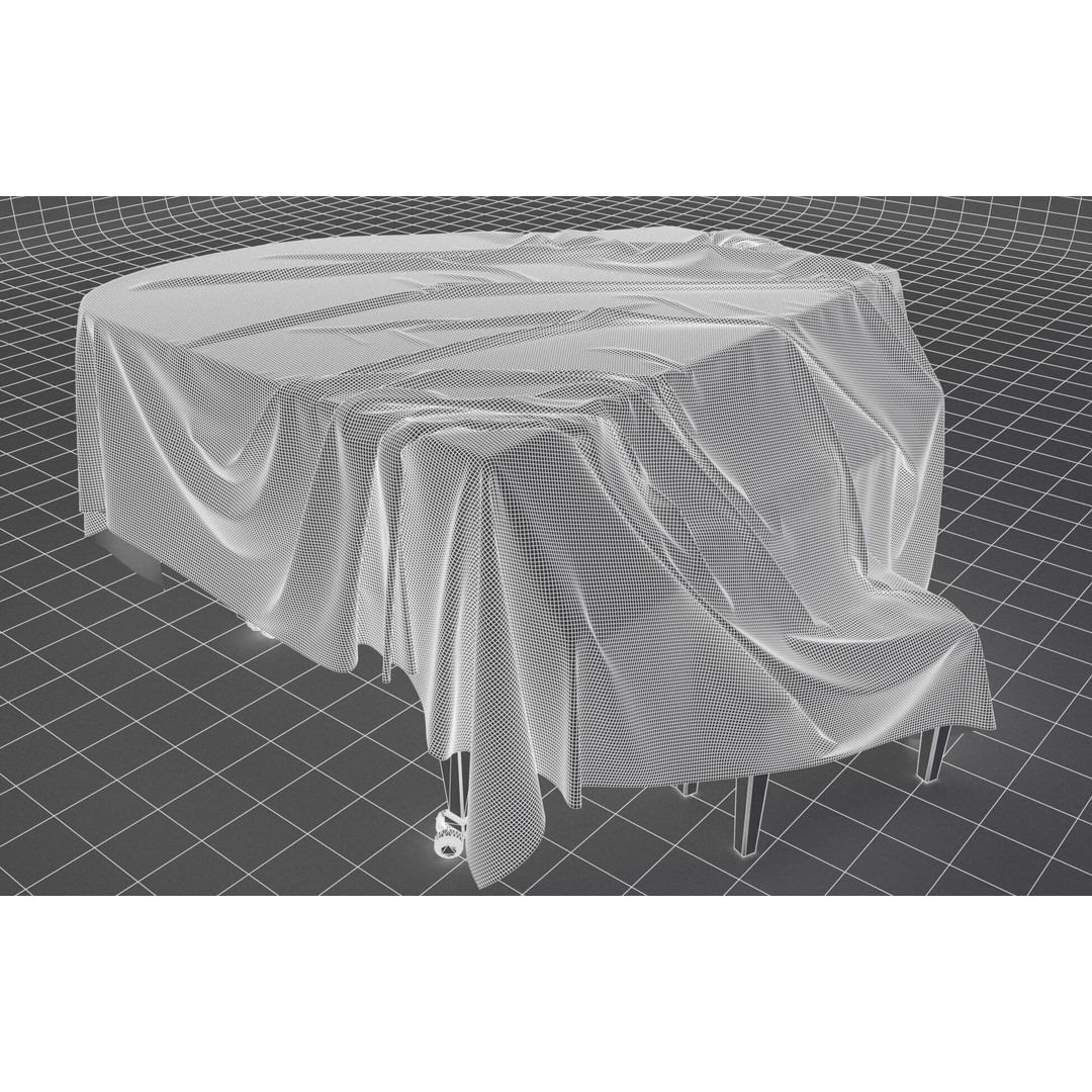 Draped Piano 3D Model – Low Poly Game Asset, FBX, PBR Textures - View 15