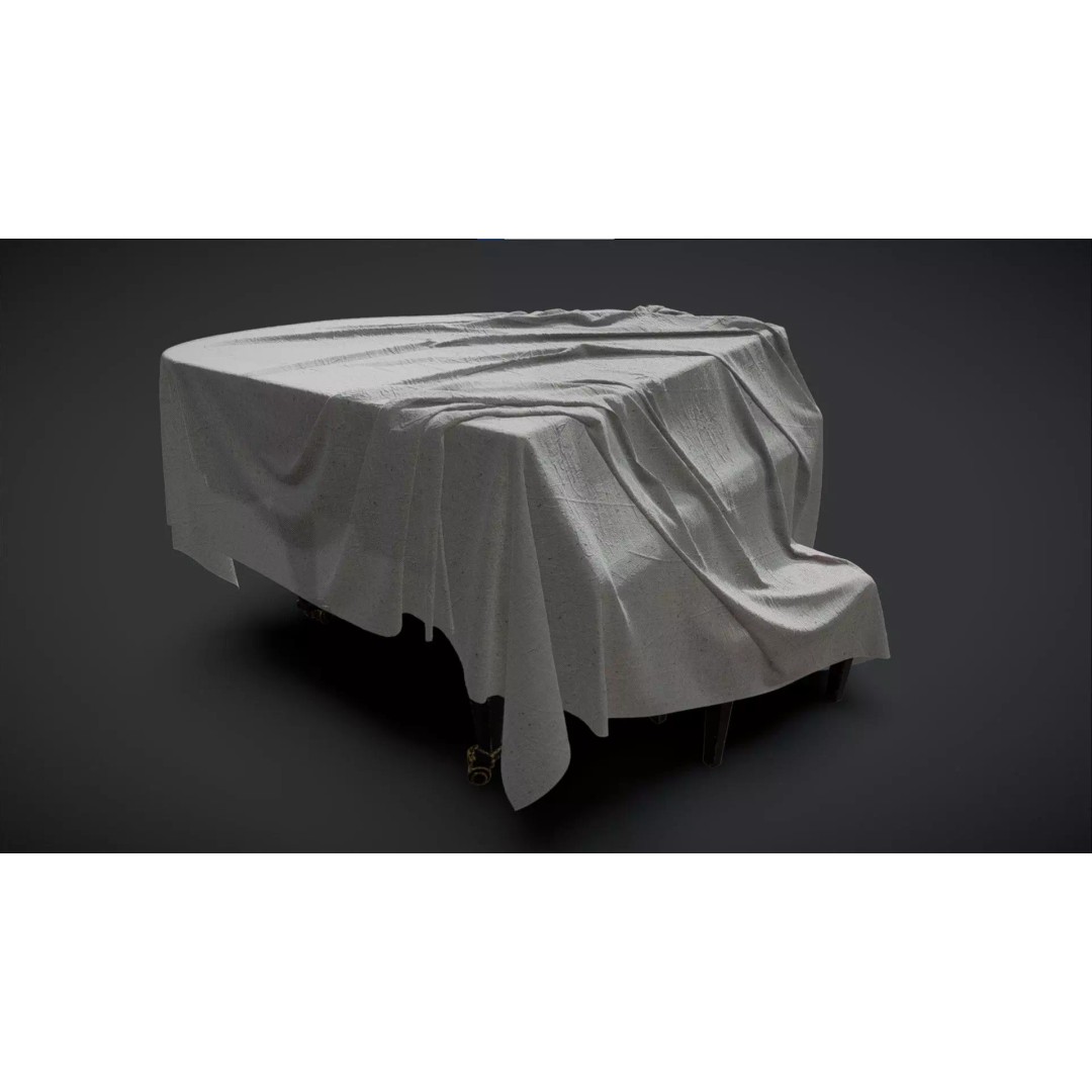 Draped Piano 3D Model – Low Poly Game Asset, FBX, PBR Textures - View 2