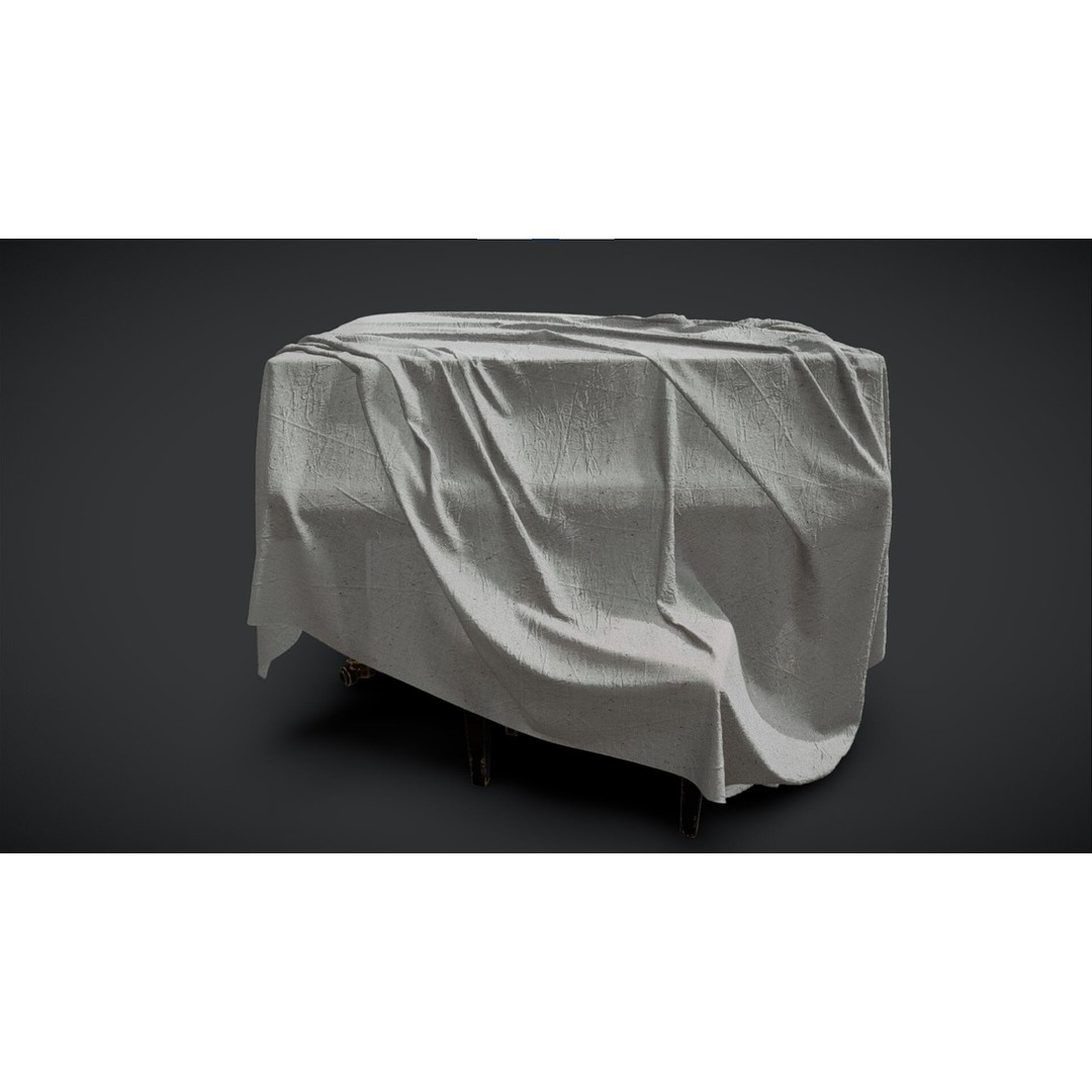 Draped Piano 3D Model – Low Poly Game Asset, FBX, PBR Textures - View 3